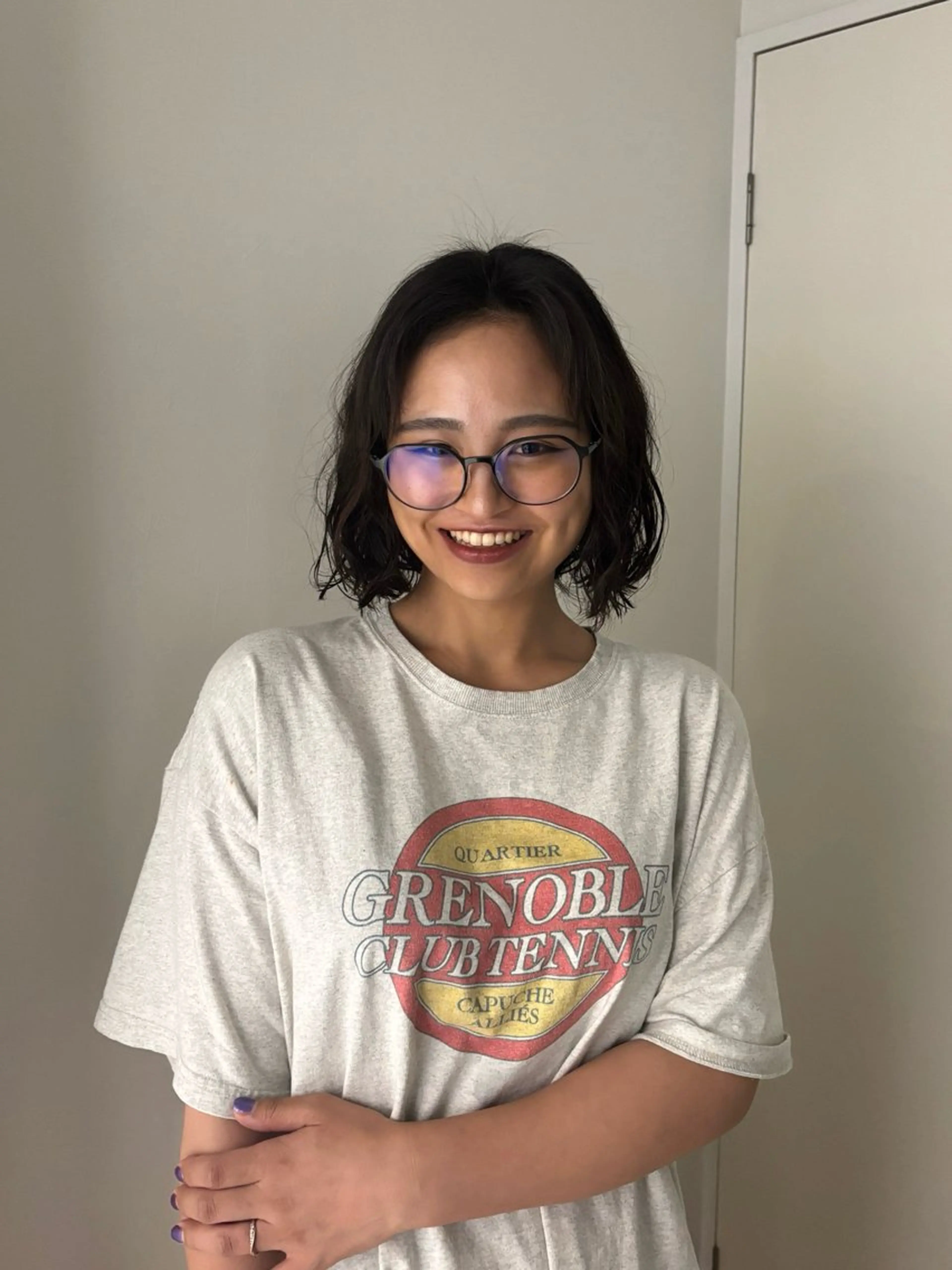 ショート パーマ ボブ 顔周りカット カット パーマ enrich / キタガワ カノンのヘアスタイル