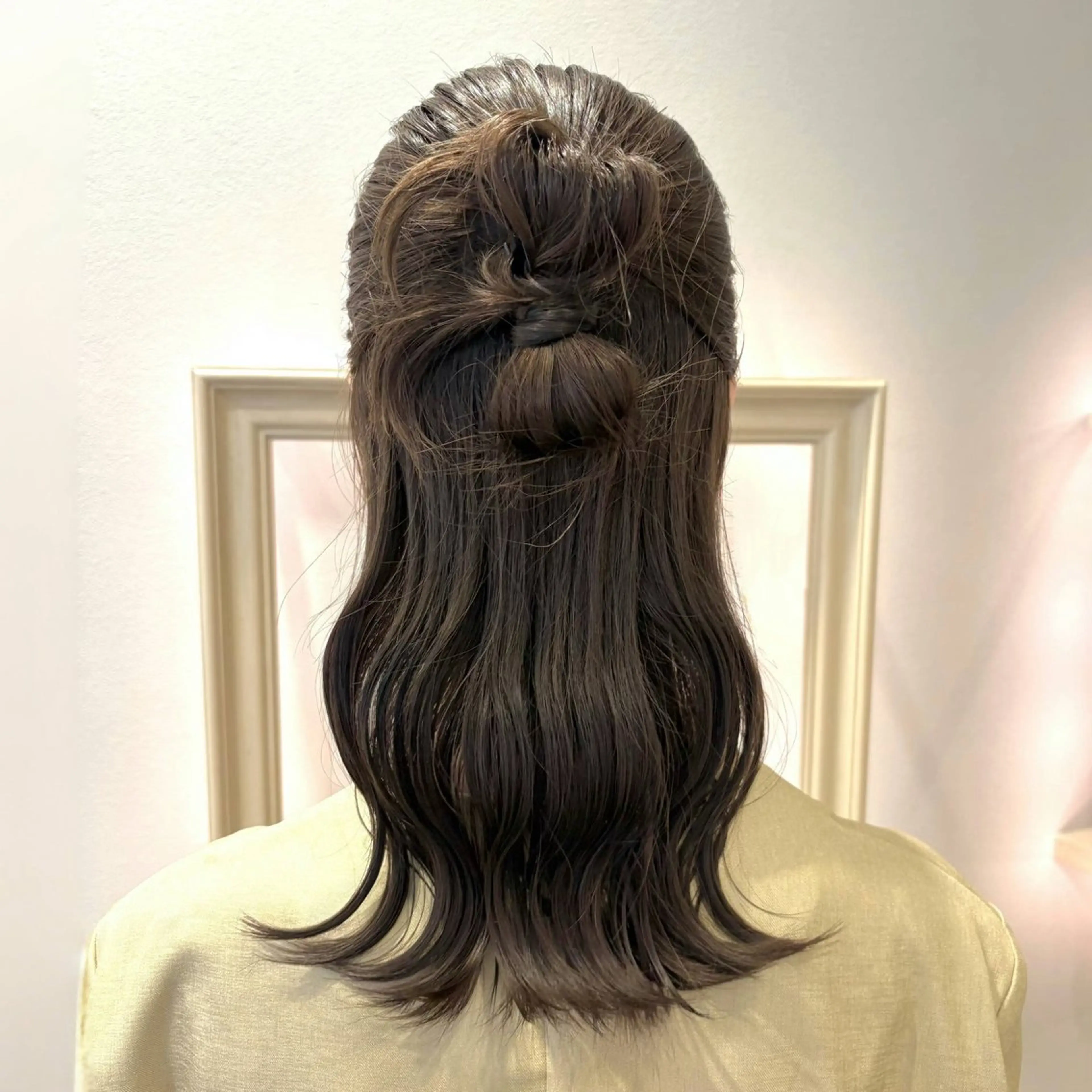 セミロング ヘアアレンジ ハーフアップ ヘアセット 艶髪/柔らかカラー /アレンジ🪞あまにのヘアスタイル