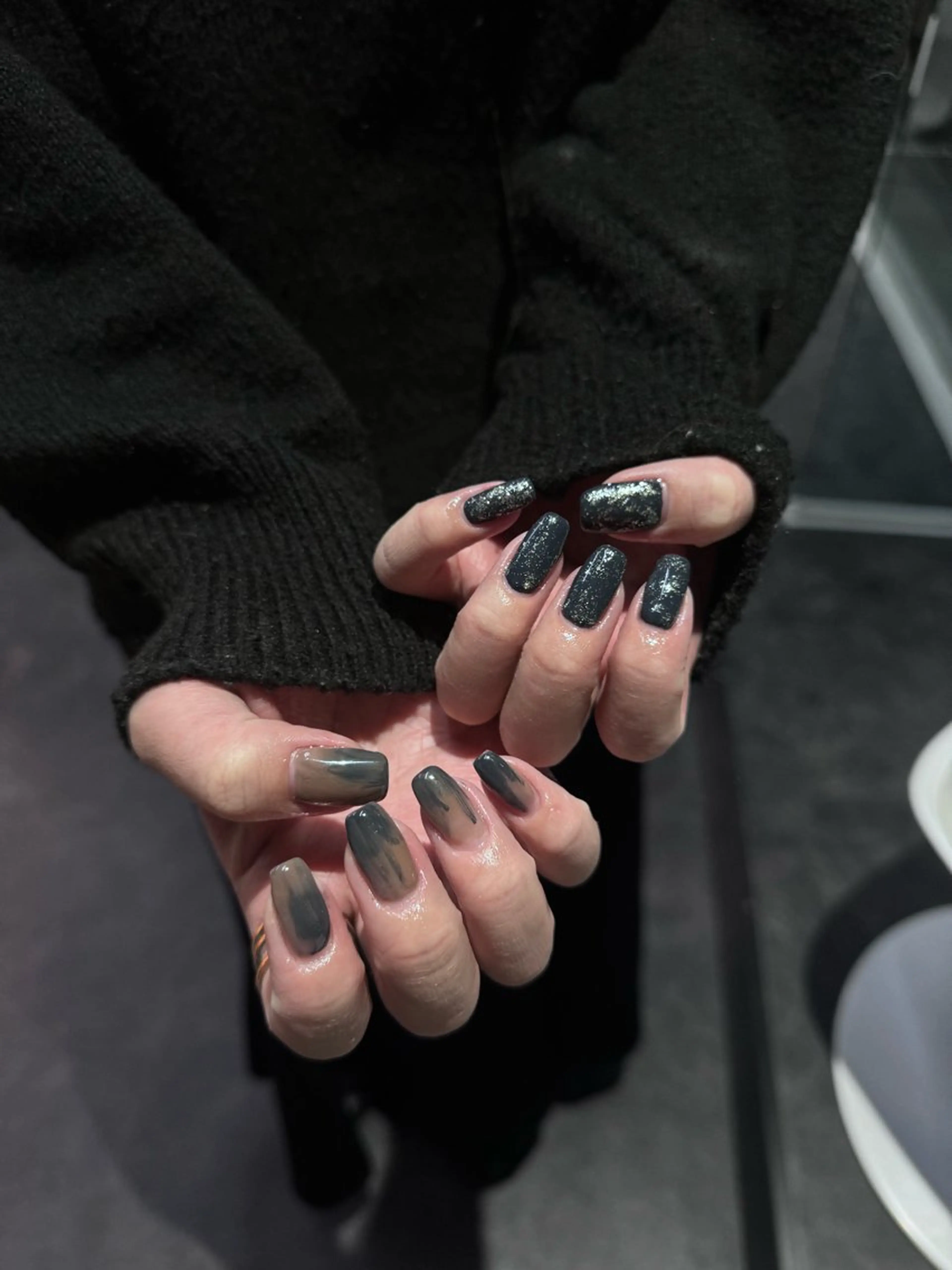 ネイル フレンチネイル マグネットネイル ニュアンスネイル ワンカラーネイル ハンドネイル GRANDE大須 Cecil💜のネイルデザイン