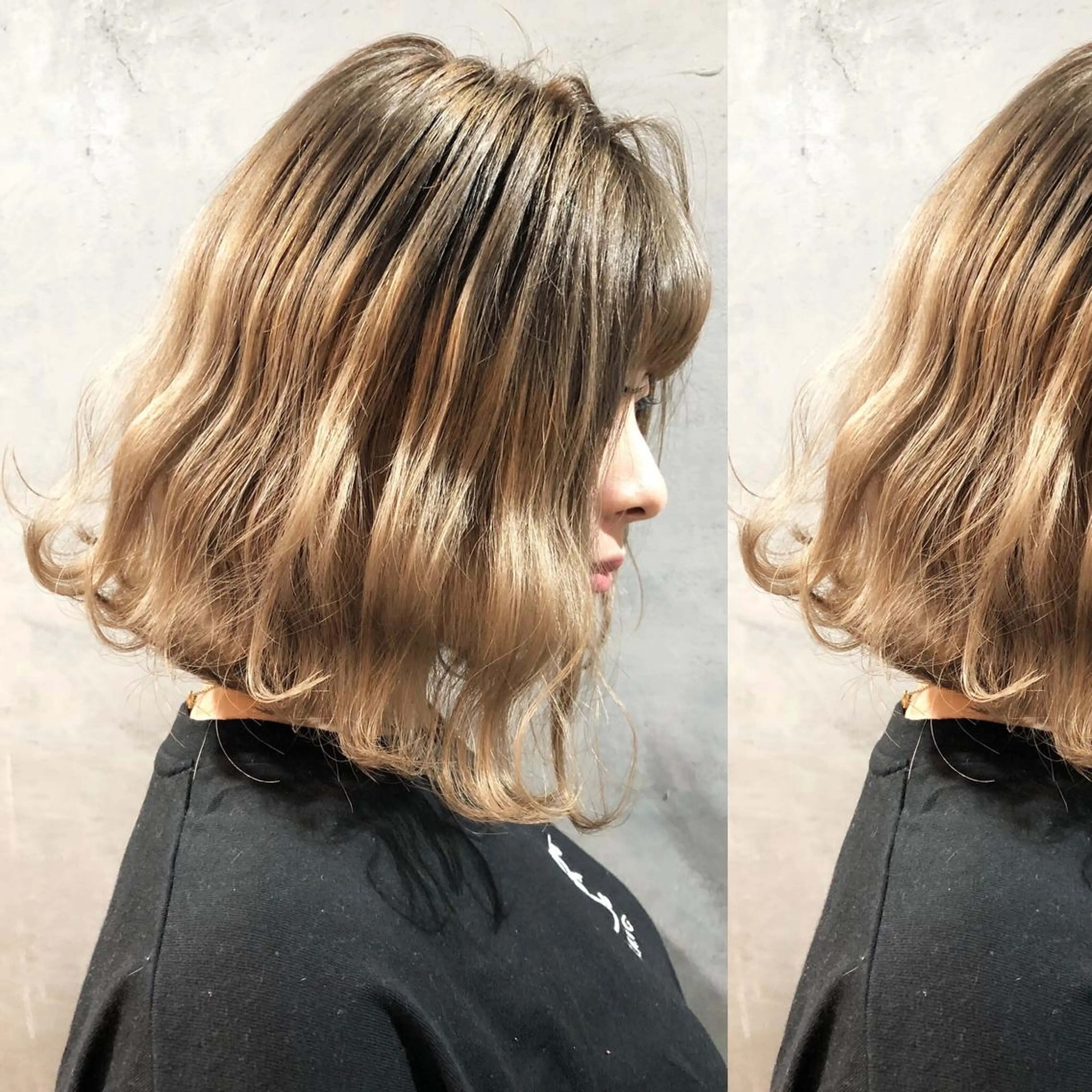 ミディアム カラー カット ヘアカラー トリートメント ツキノキ ミナのヘアスタイル