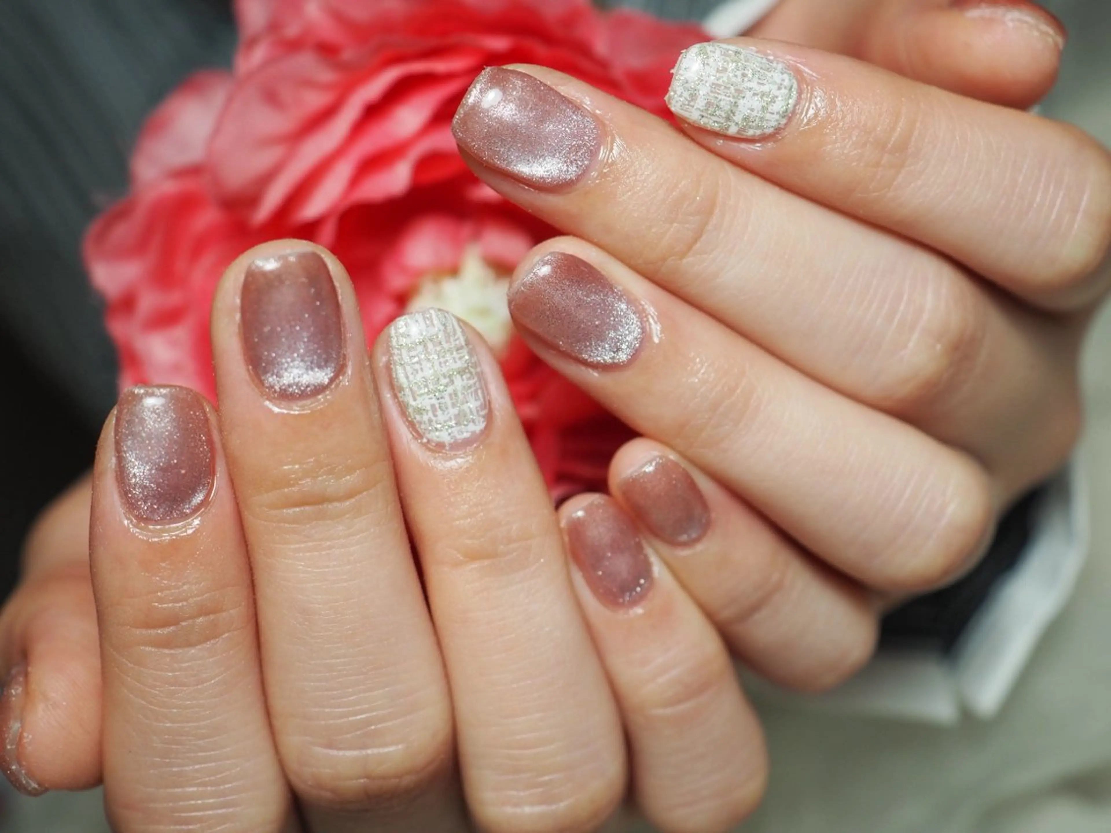 ネイル フラッシュネイル マグネットネイル ツイードネイル M fleur nail&beauty所属・saya M🌸💅✨のネイルデザイン