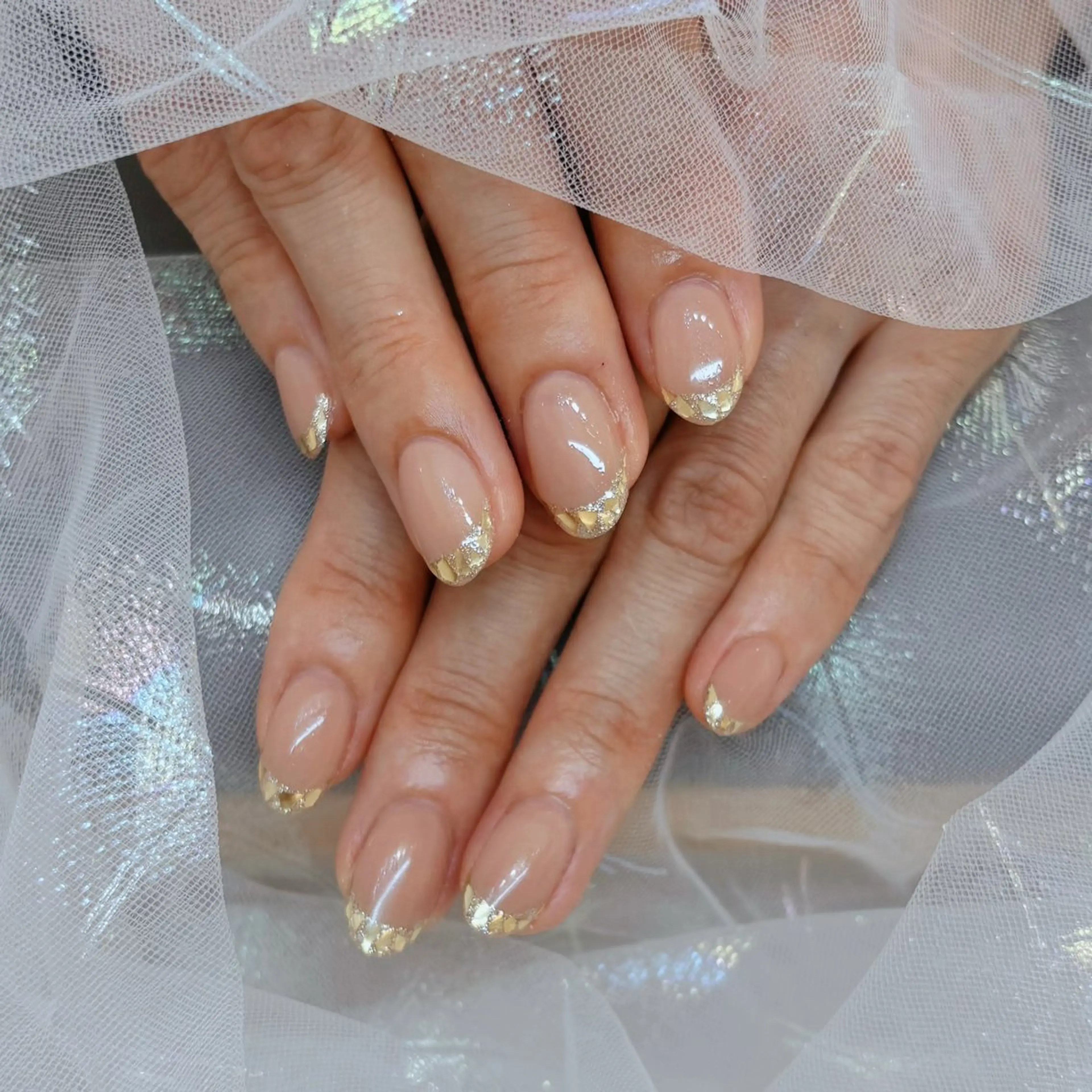 ネイル オーロラネイル 長さ出し フットネイル フレンチネイル ジェルネイル ハンドネイル CeCe Garden所属・CeCeGarden ✨️キラキラワンホンのネイルデザイン