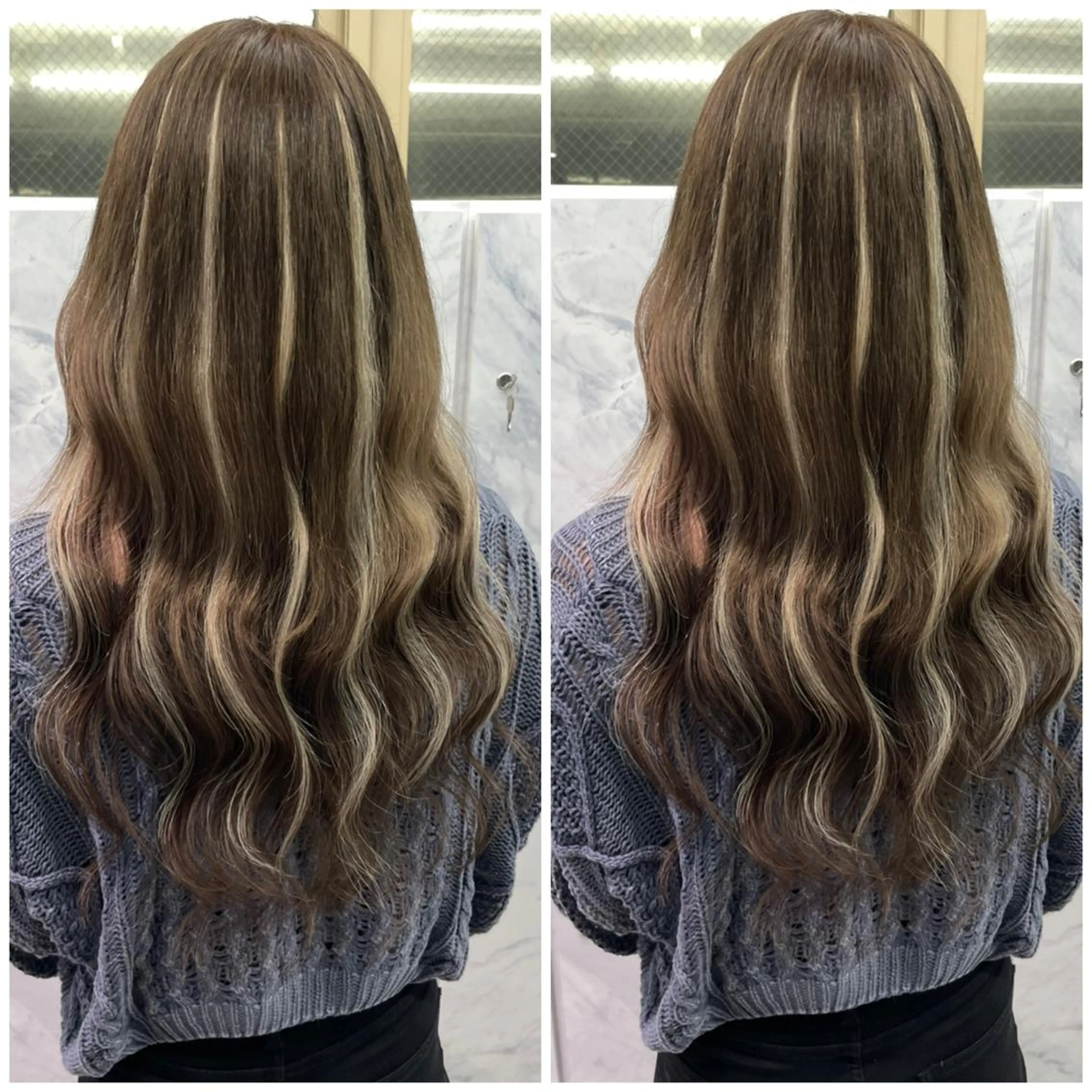 ロング エクステ ハイライト カット ヘアカラー エクステ 🦋プルエクステ ARISA🦋のヘアスタイル