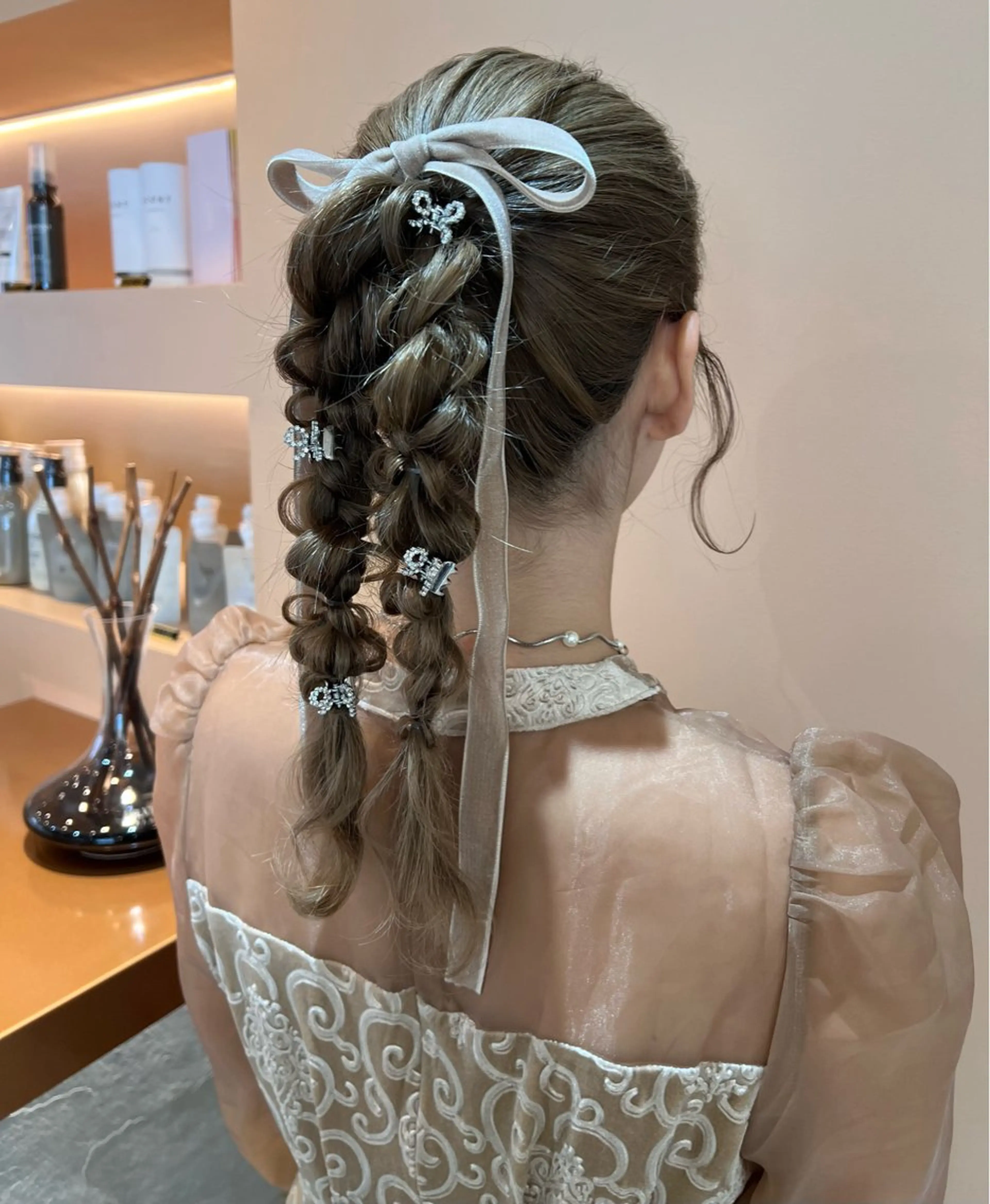 セミロング カラー ヘアアレンジ ポニーテール ヘアセット ✨カチモリ✨レイヤー 韓国ヘア🇰🇷ゆいのヘアスタイル