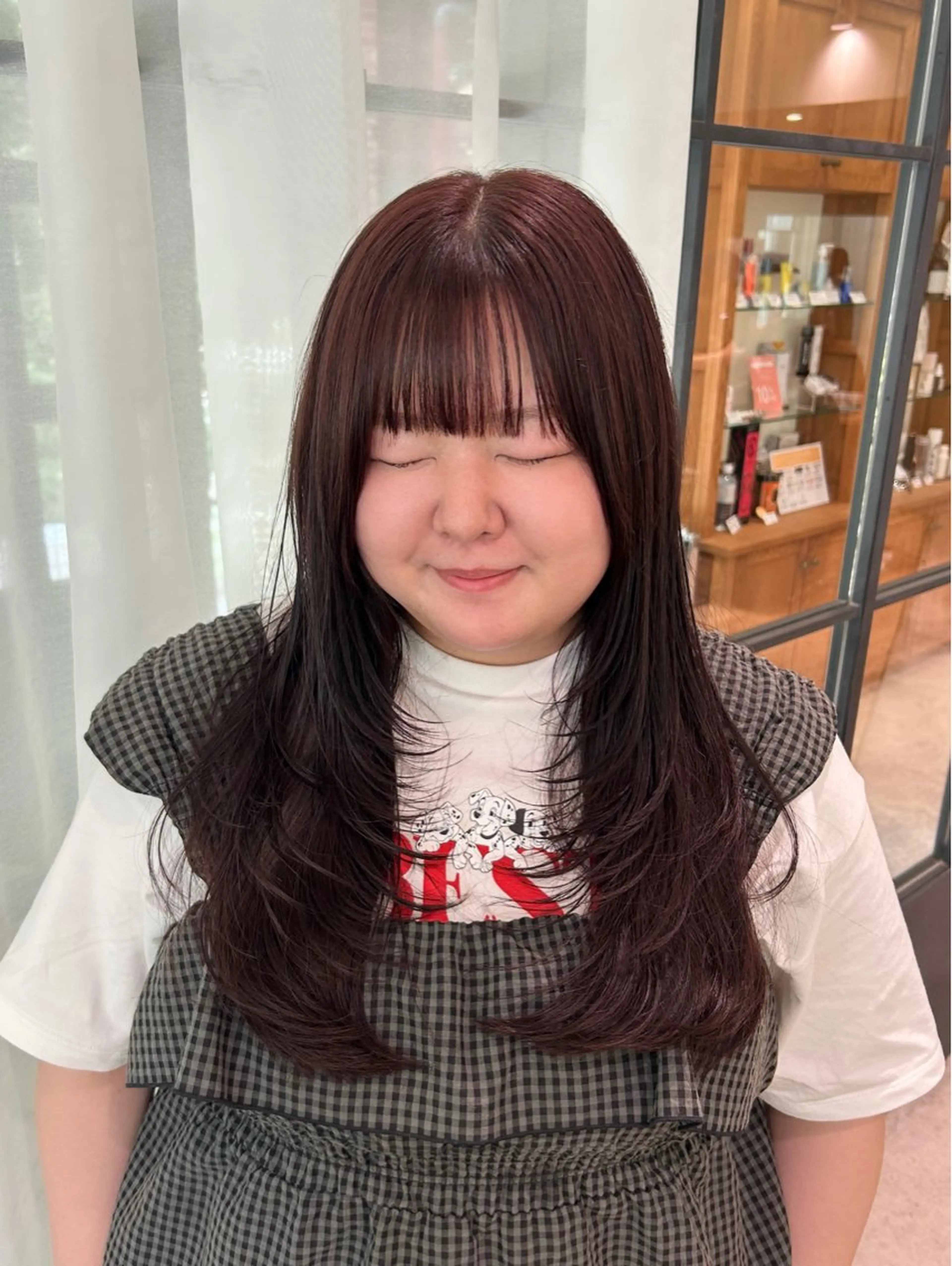 ロング レッドブラウン レイヤーカット Lumier de mashu所属・nana/ボブ/ レイヤー/メンズのヘアスタイル