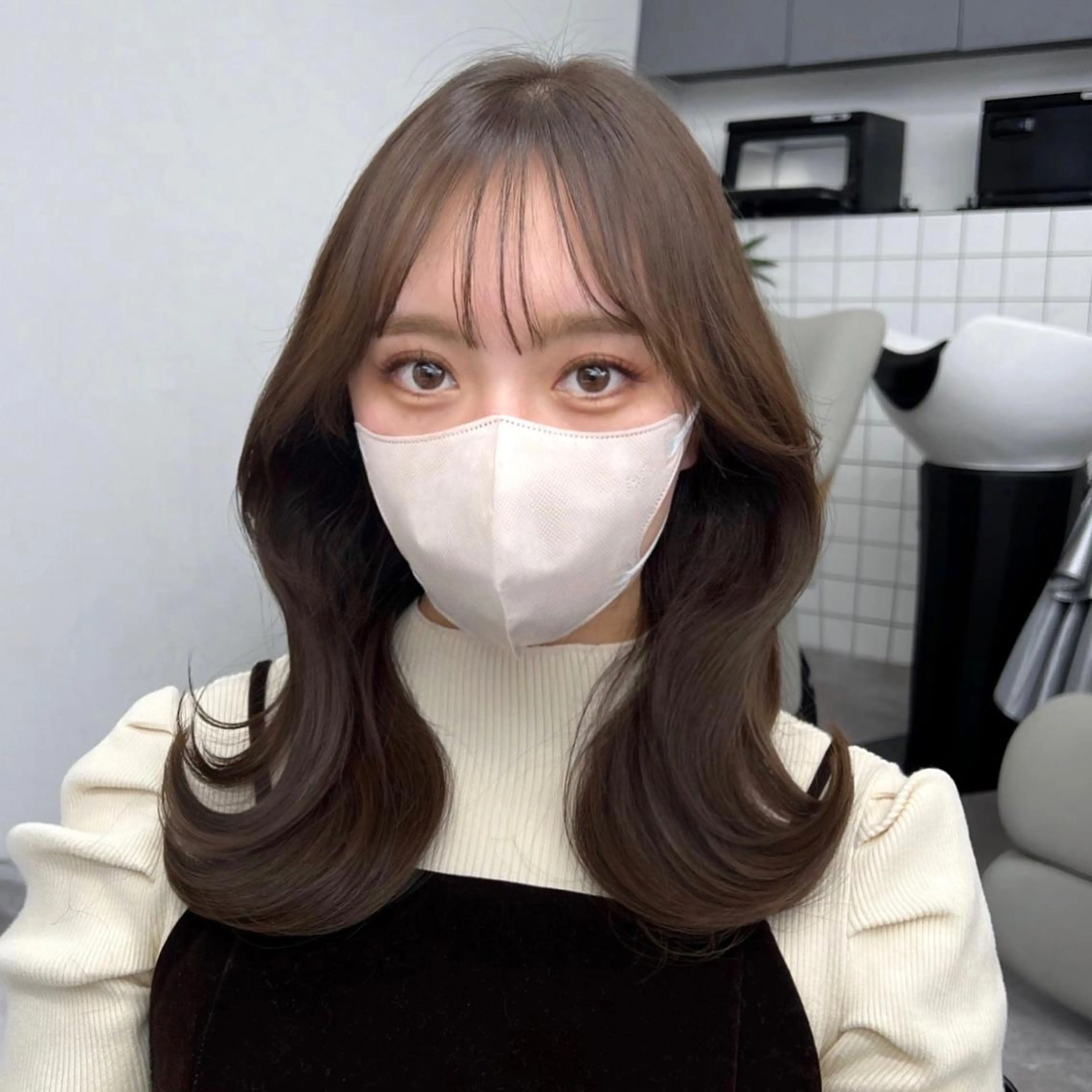 ミディアム 韓国ヘア♡ 顔まわりカットayaのヘアスタイル