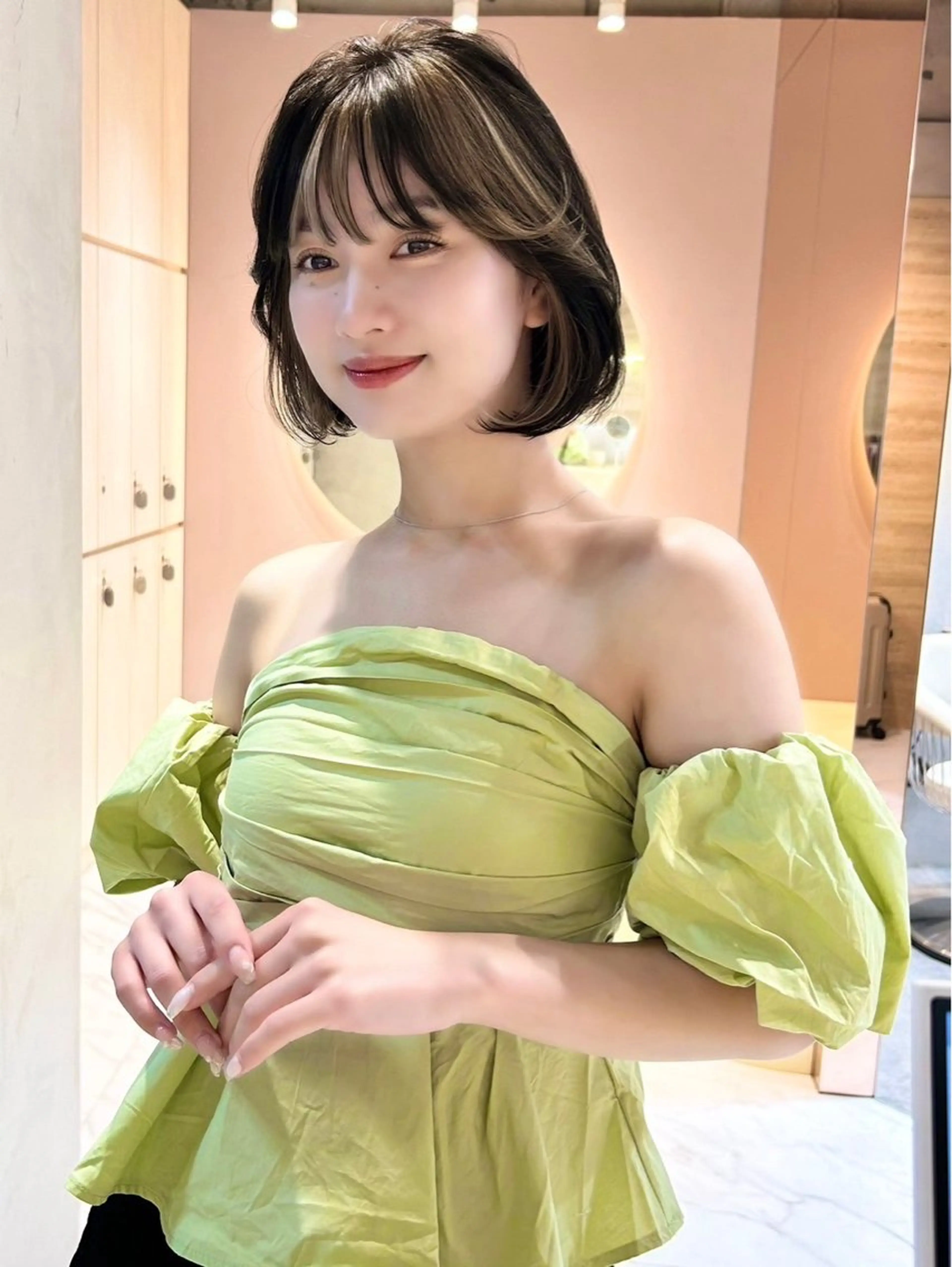 ミディアム ボブ くびれヘア 韓国風ヘア 【似合わせ・レイヤー ・パーマ】海気のヘアスタイル