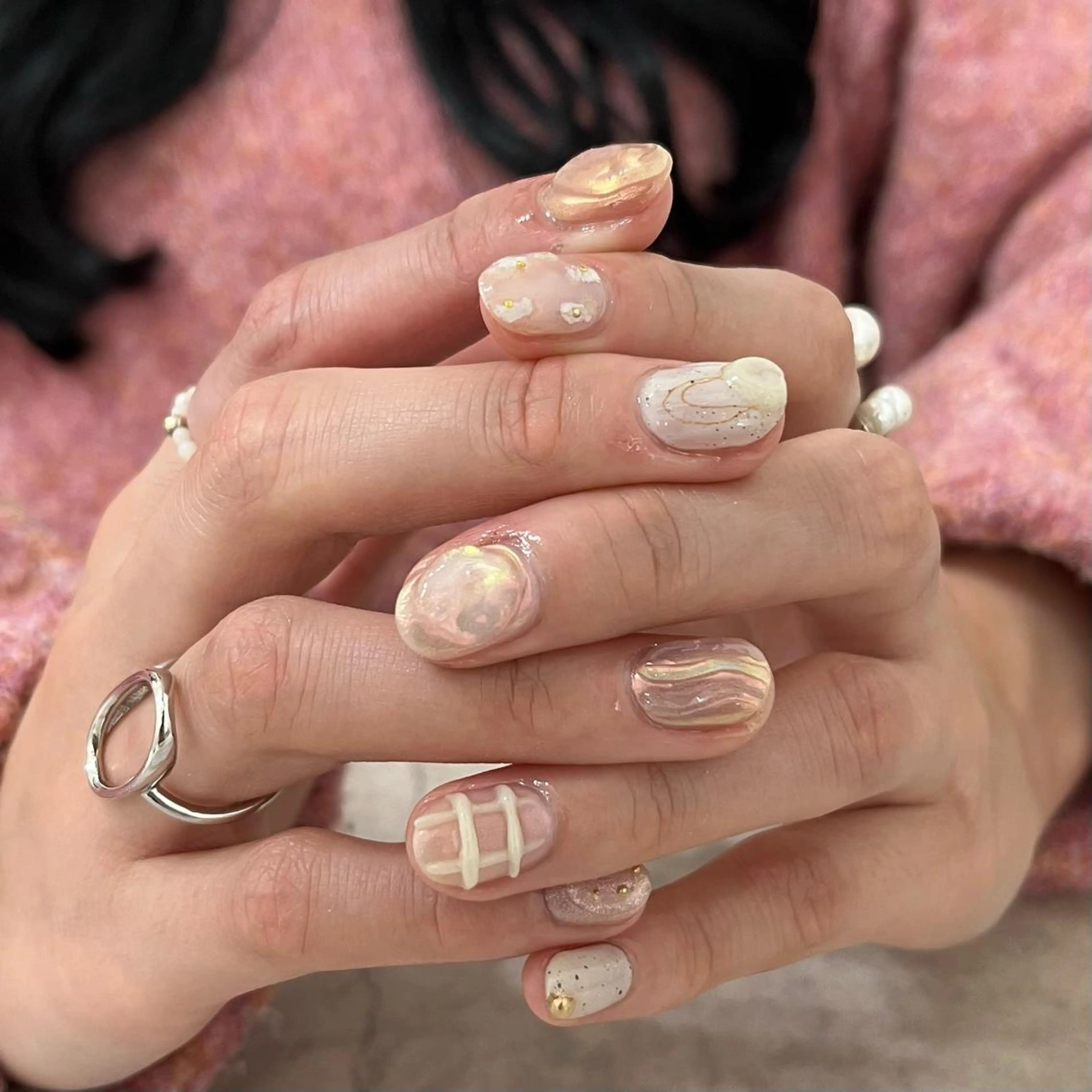 ネイル 持ち込み ピンク ハンドネイル vegh.所属・vegh. nail／阿波座のネイルデザイン