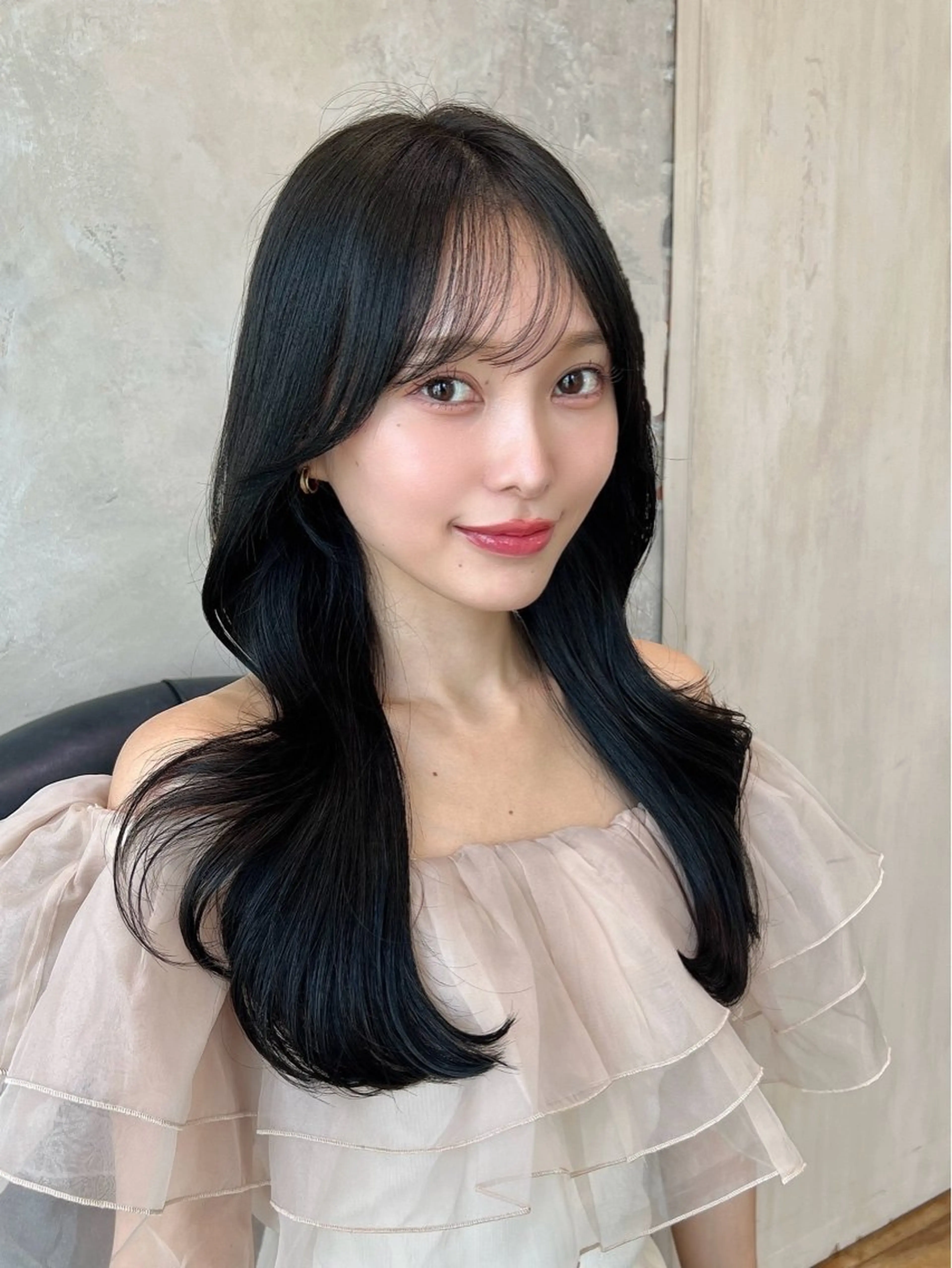 セミロング くびれヘア 韓国風ヘア レイヤーカット カット ヘアカラー トリートメント 🧡くびれヘア/前髪 顔周り🧡久原結衣のヘアスタイル