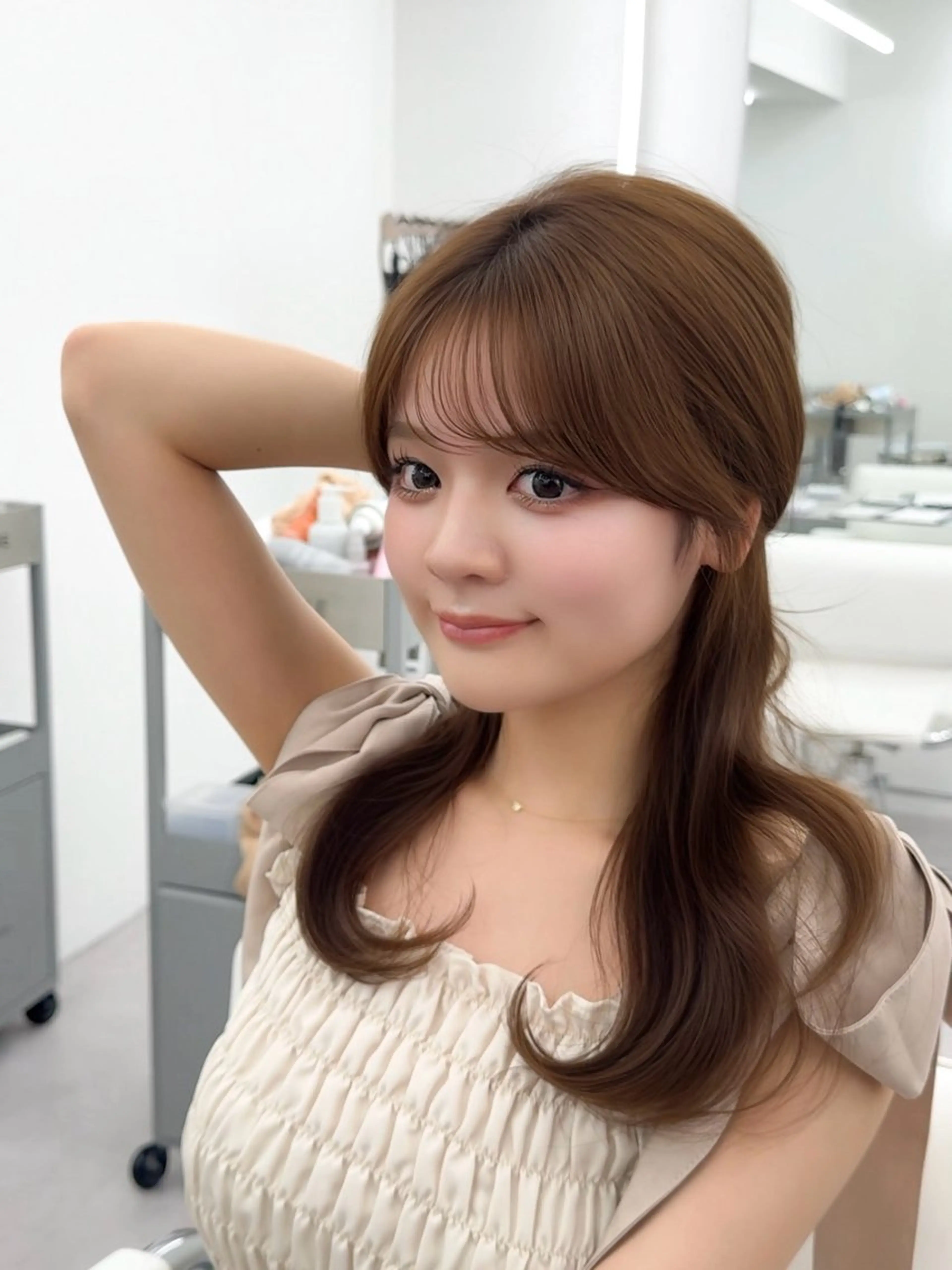 セミロング カラー ヘアアレンジ カット ヘアカラー トリートメント 顔周り&ミディアム 特化/池袋/kokiのヘアスタイル