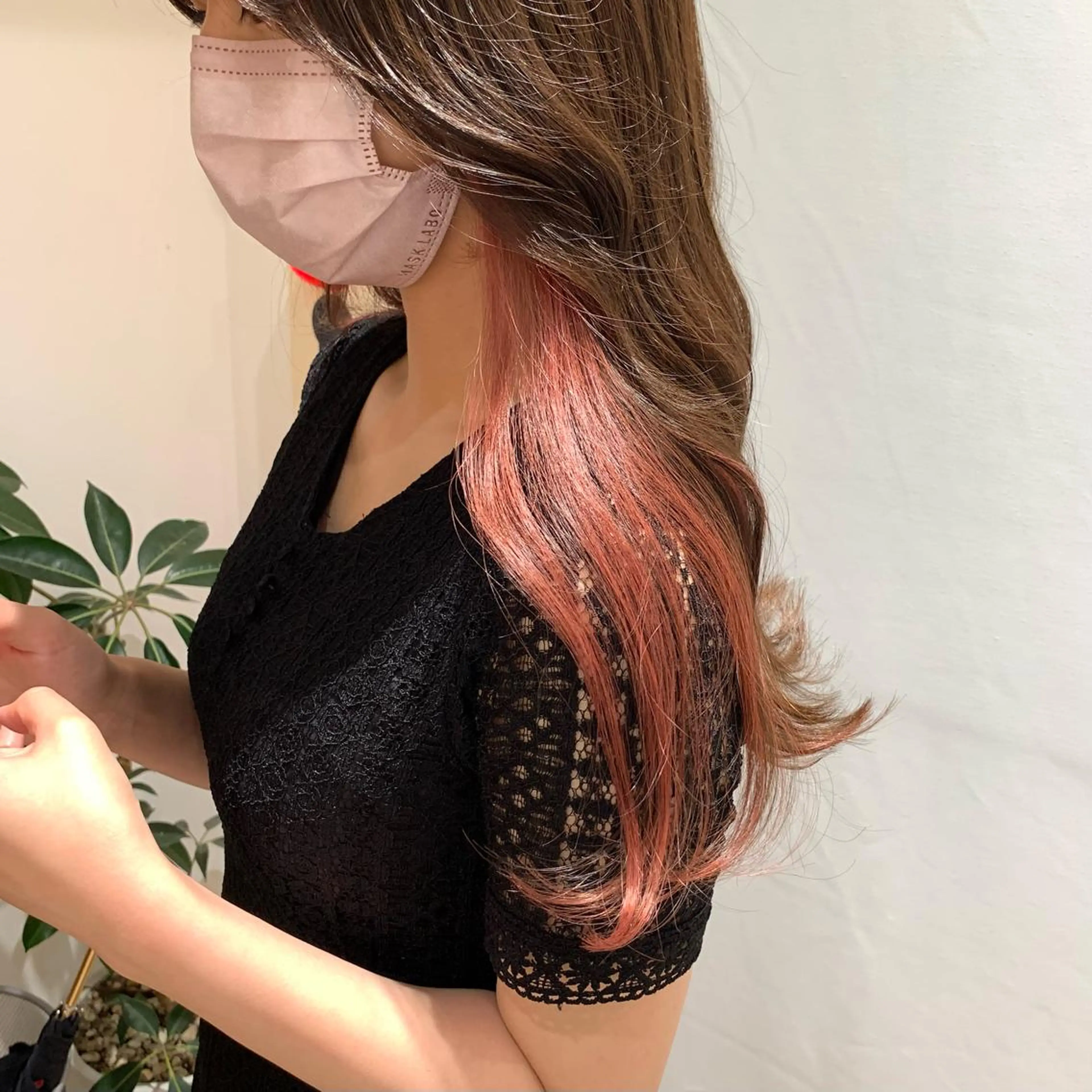 ミディアム カラー インナーカラー ピンクカラー Apero【アペロ】所属・パーマ/暖色/ボブ イワタテ🇰🇷のヘアスタイル