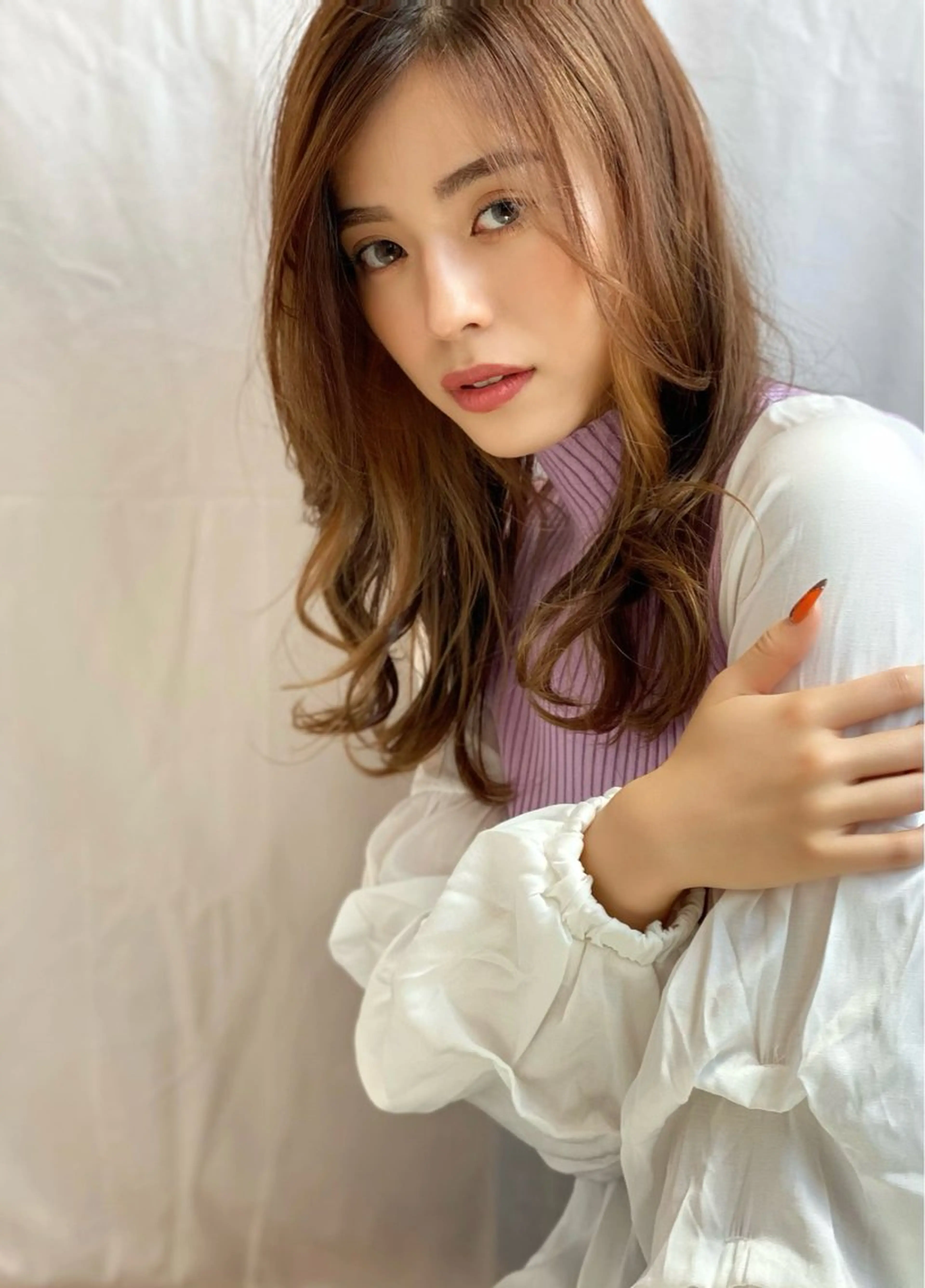 ミディアム 顔周りデザイン/ ママ美容師/濱ほのかのヘアスタイル