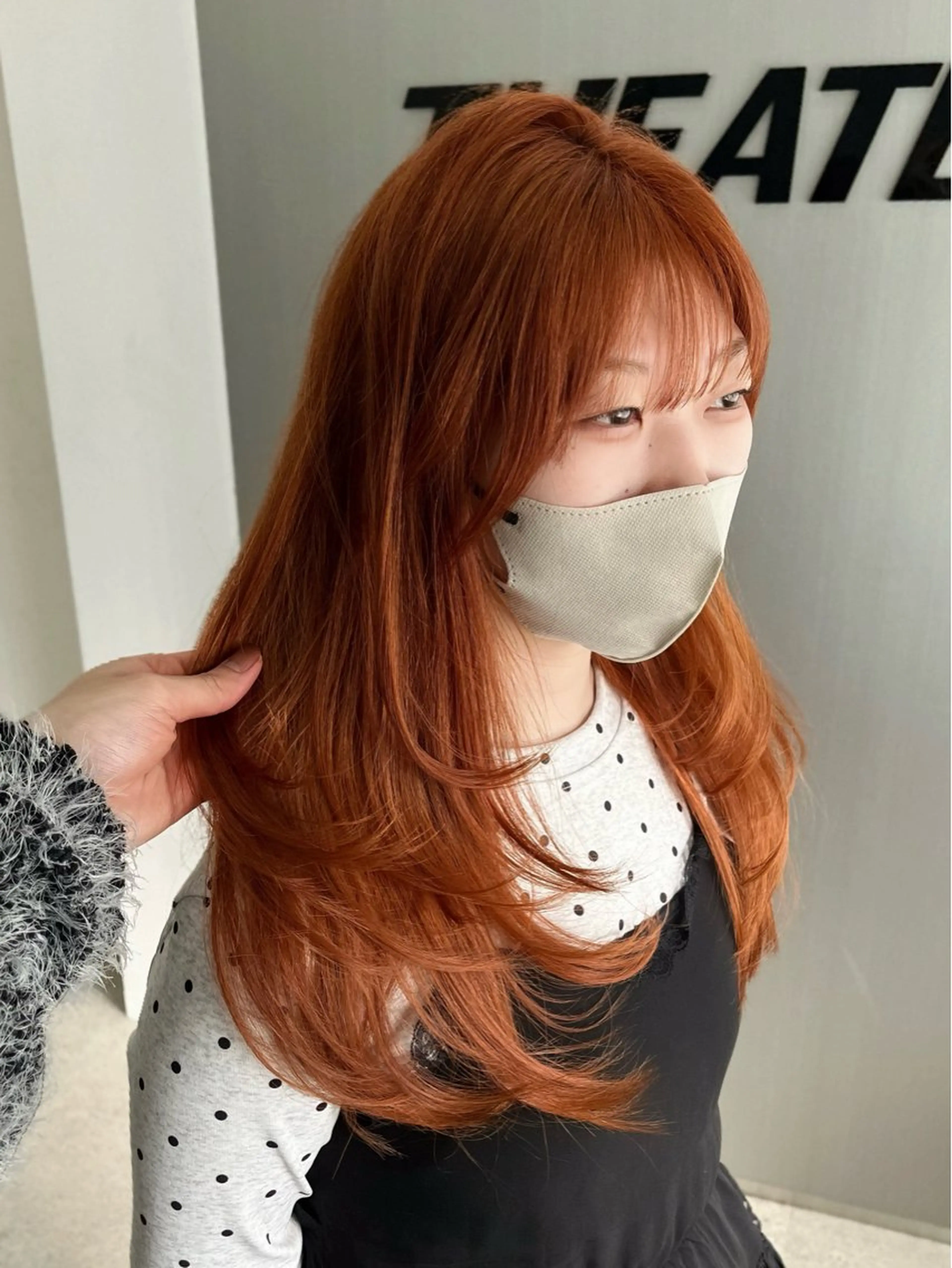 ミディアム カラー ベージュカラー オレンジ オレンジベージュ パーマ/ハイトーン /ボブ/前原汐🧸のヘアスタイル