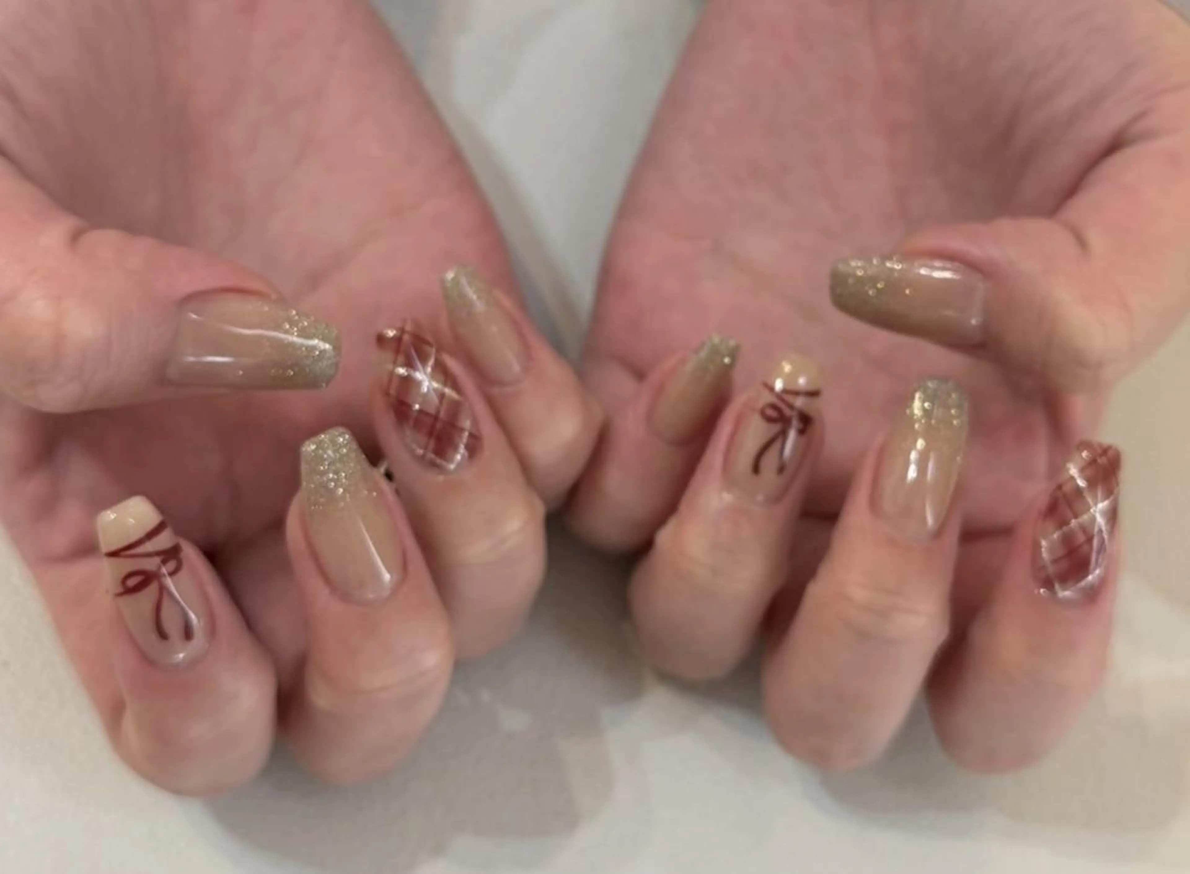 🎀HAND🎀 1/22 10:00~オフなし【チェック＆リボンガーリーデザイン】カラーチェンジOKの写真