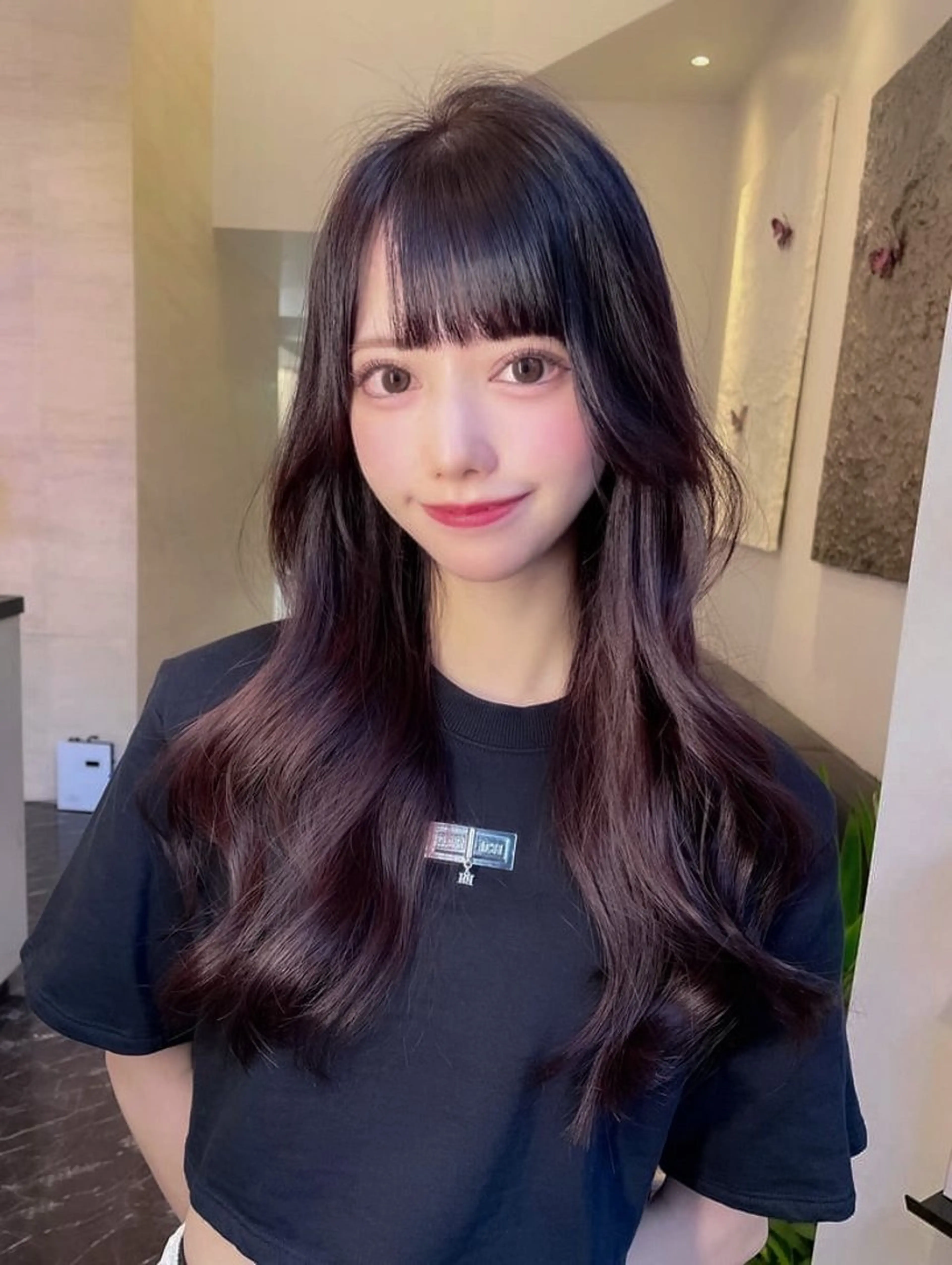 ロング カット ヘアカラー 韓国ヘア🇰🇷 YURIYAのヘアスタイル