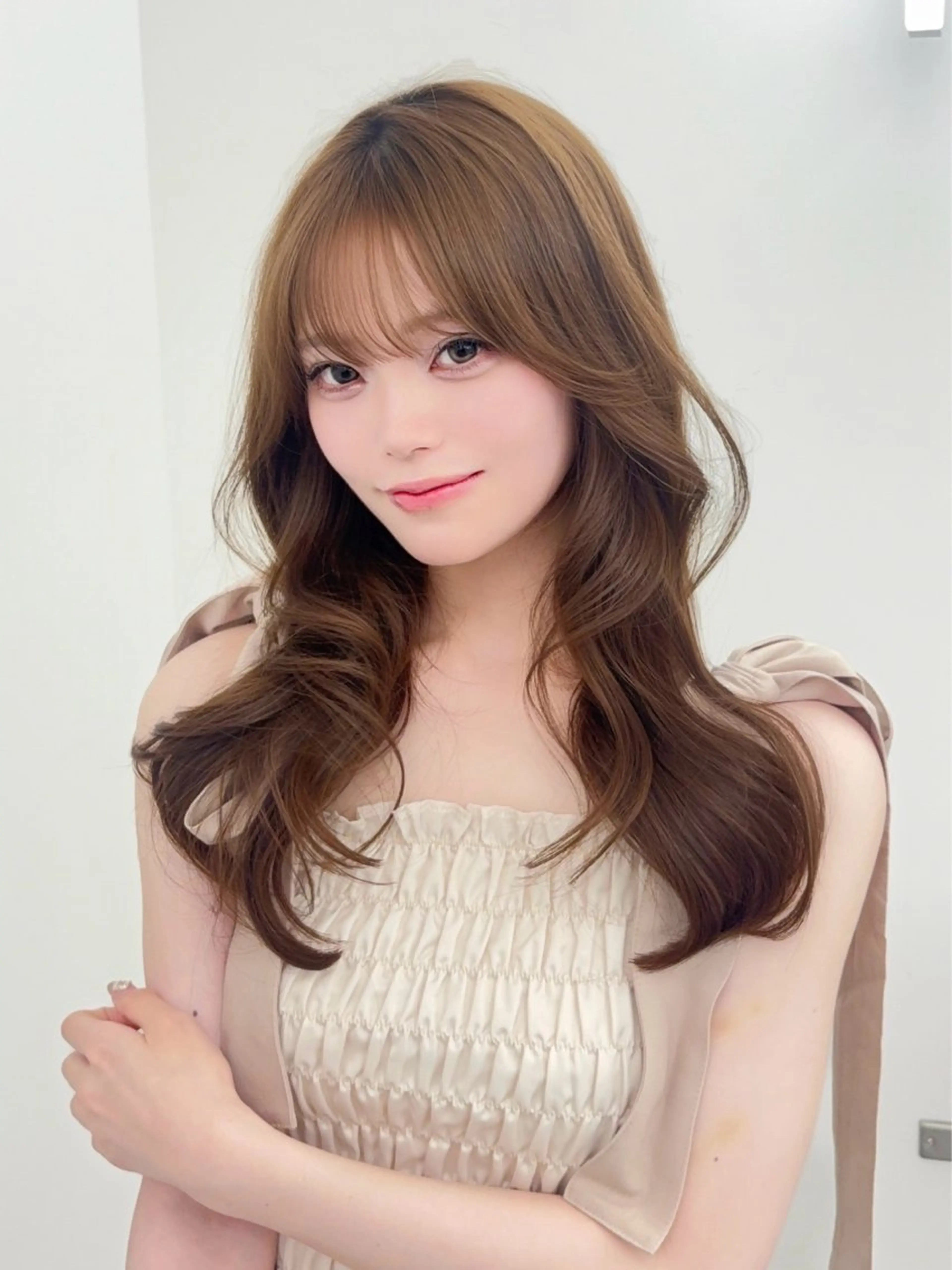 ロング カラー 小顔カット カット ヘアカラー トリートメント 韓国ヘア/レイヤー/ 顔まわり足立遥奈のヘアスタイル