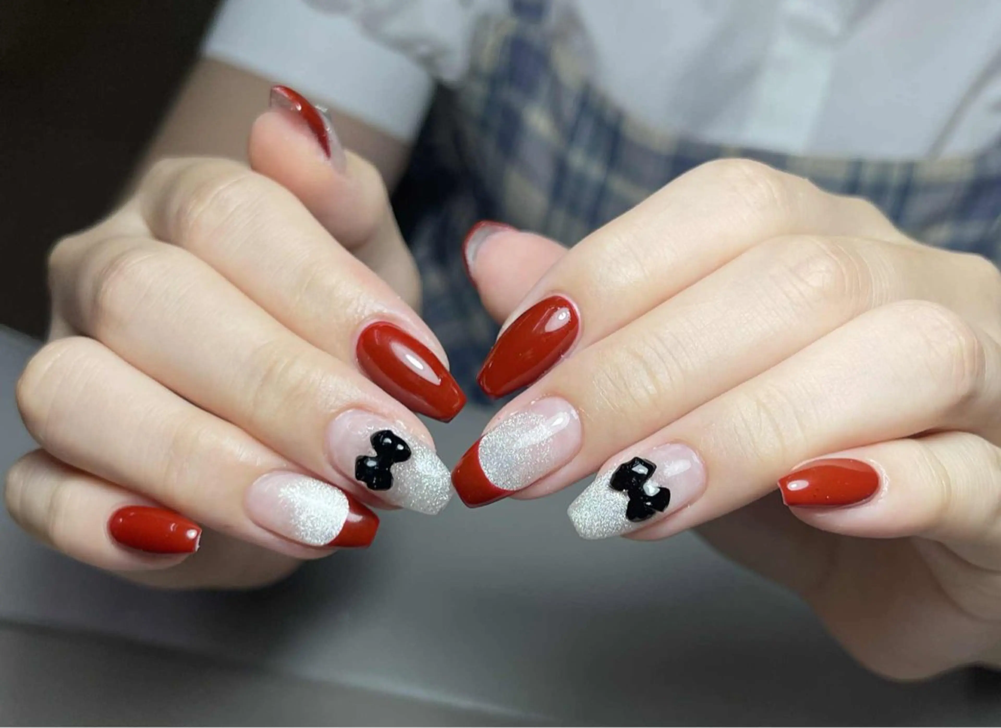 ネイル ボルドー チークネイル 長さ出し フレンチネイル ジェルネイル ハンドネイル アンアンBelle Nail Salonのネイルデザイン