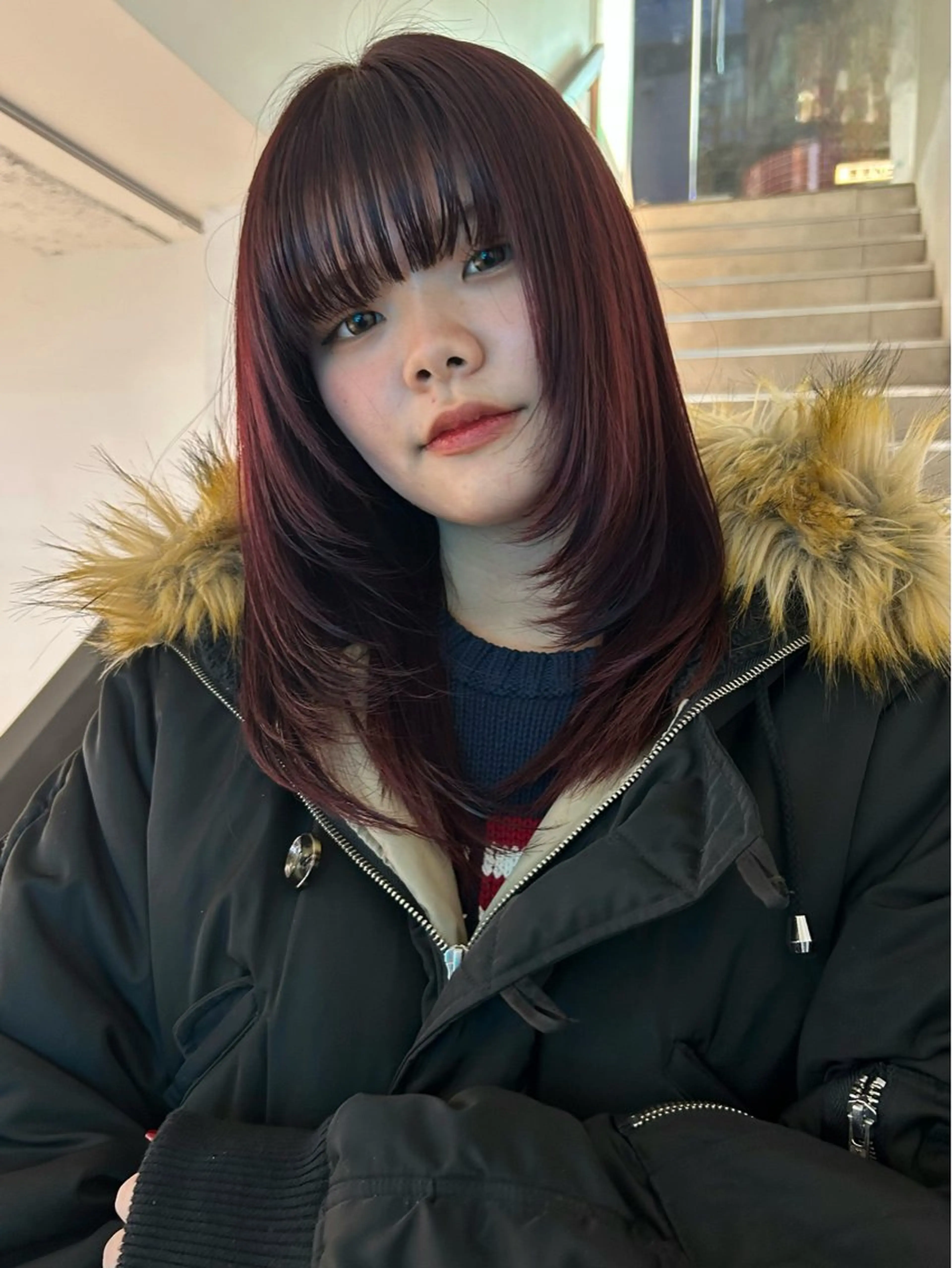 ミディアム カラー ヘアカラー 🌟暖色系ハイトーン 🌟AIのヘアスタイル