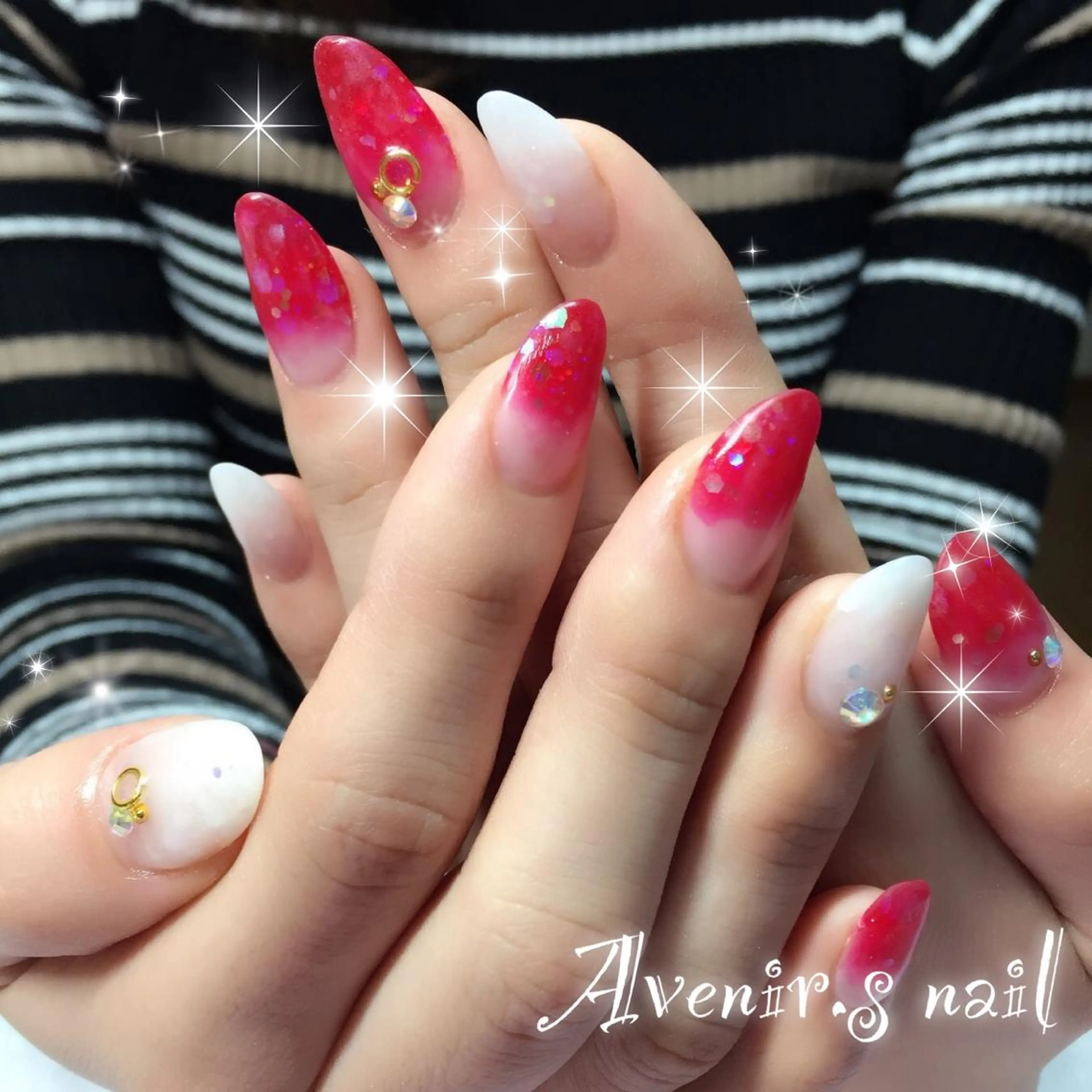 ネイル ラメ(グリッター) ラメグラデーション スカルプネイル Home Salon Avenir.のネイルデザイン