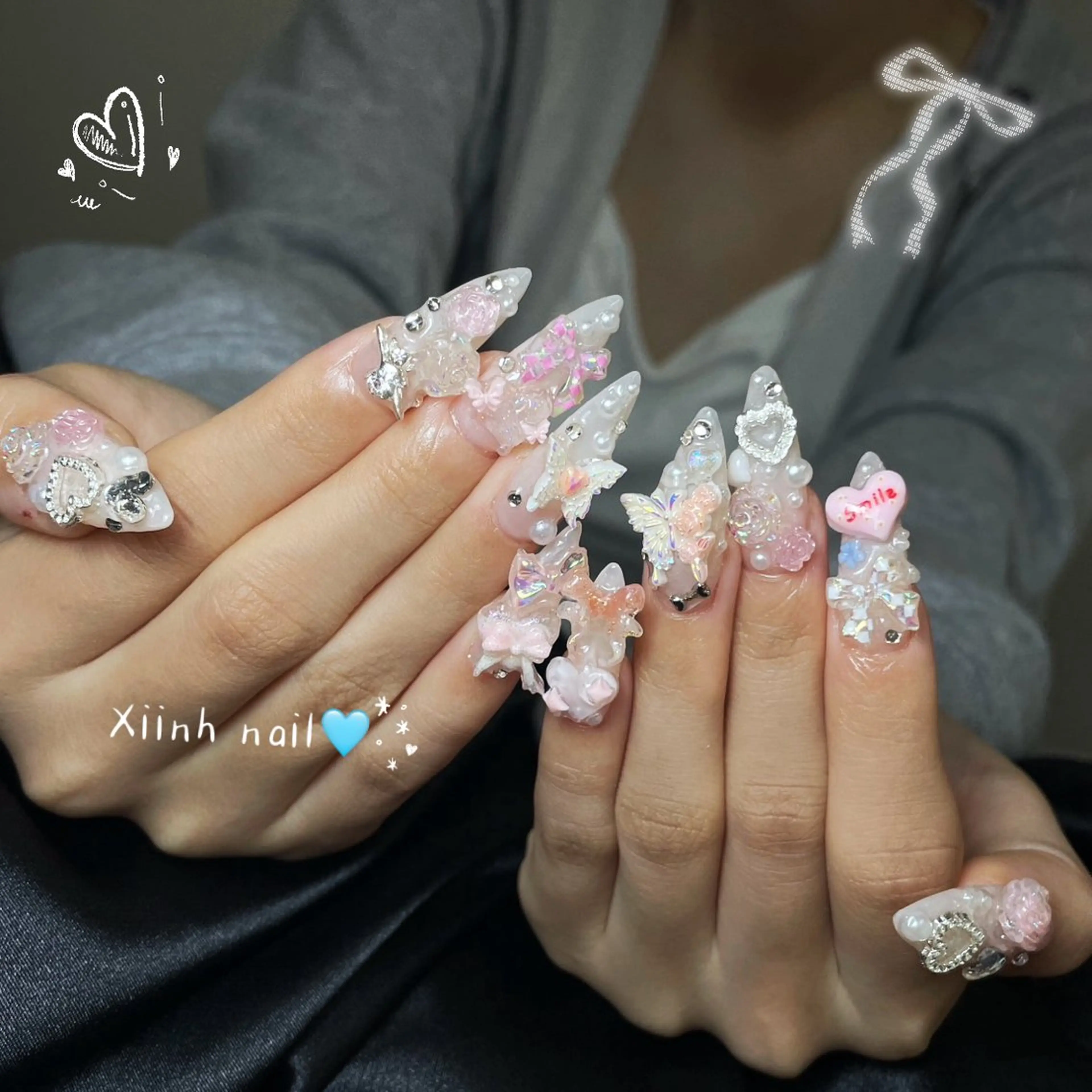 ネイル ブラウン チークネイル 桜ネイル 長さ出し フットネイル ハンドネイル XIINH NAIL SALONのネイルデザイン