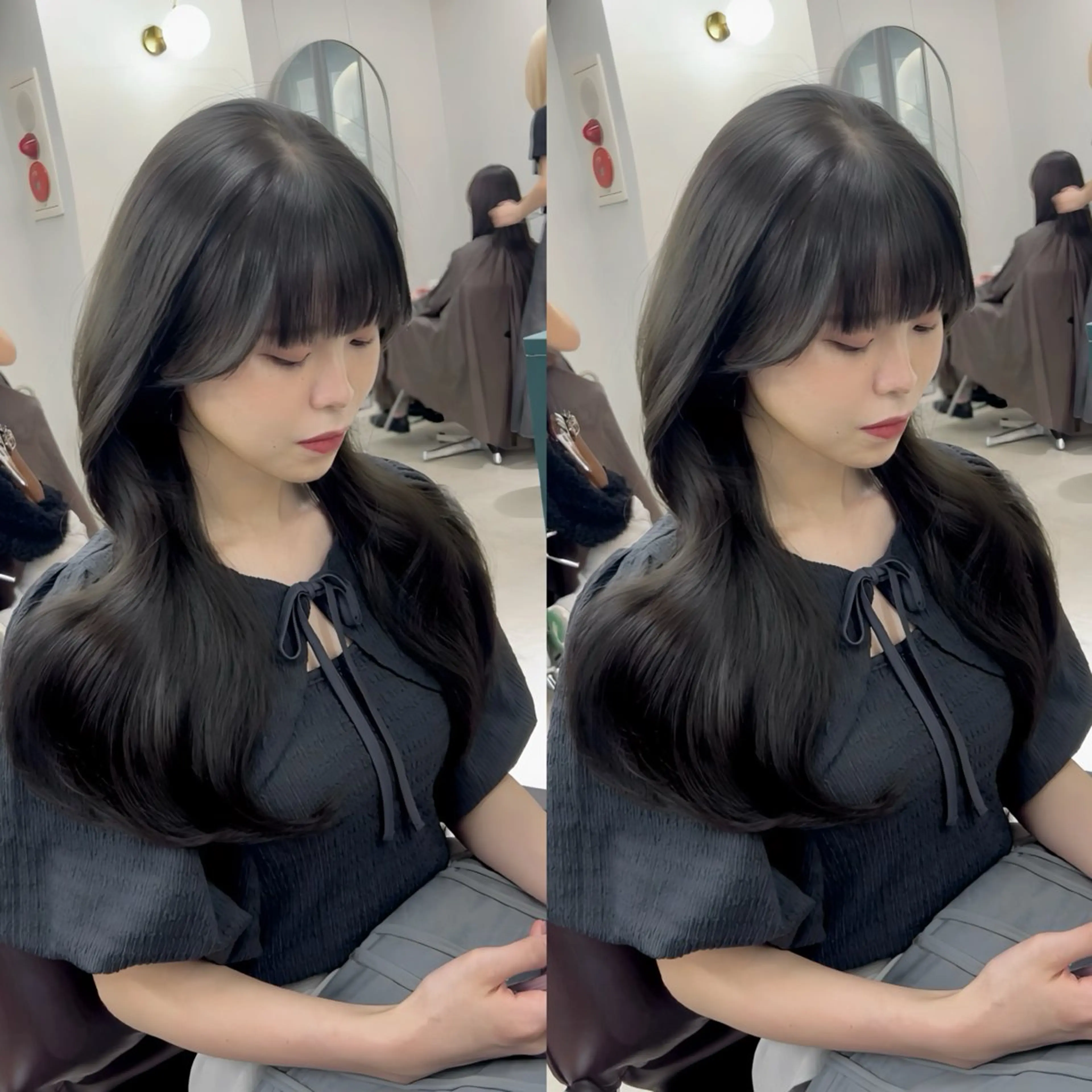ロング カラー パーマ キッズ 縮毛矯正 トリートメント ストレートパーマ カット 縮毛矯正 トリートメント ヘッドスパ 💖艶髪矯正×小顔 カット特化/さくらのヘアスタイル