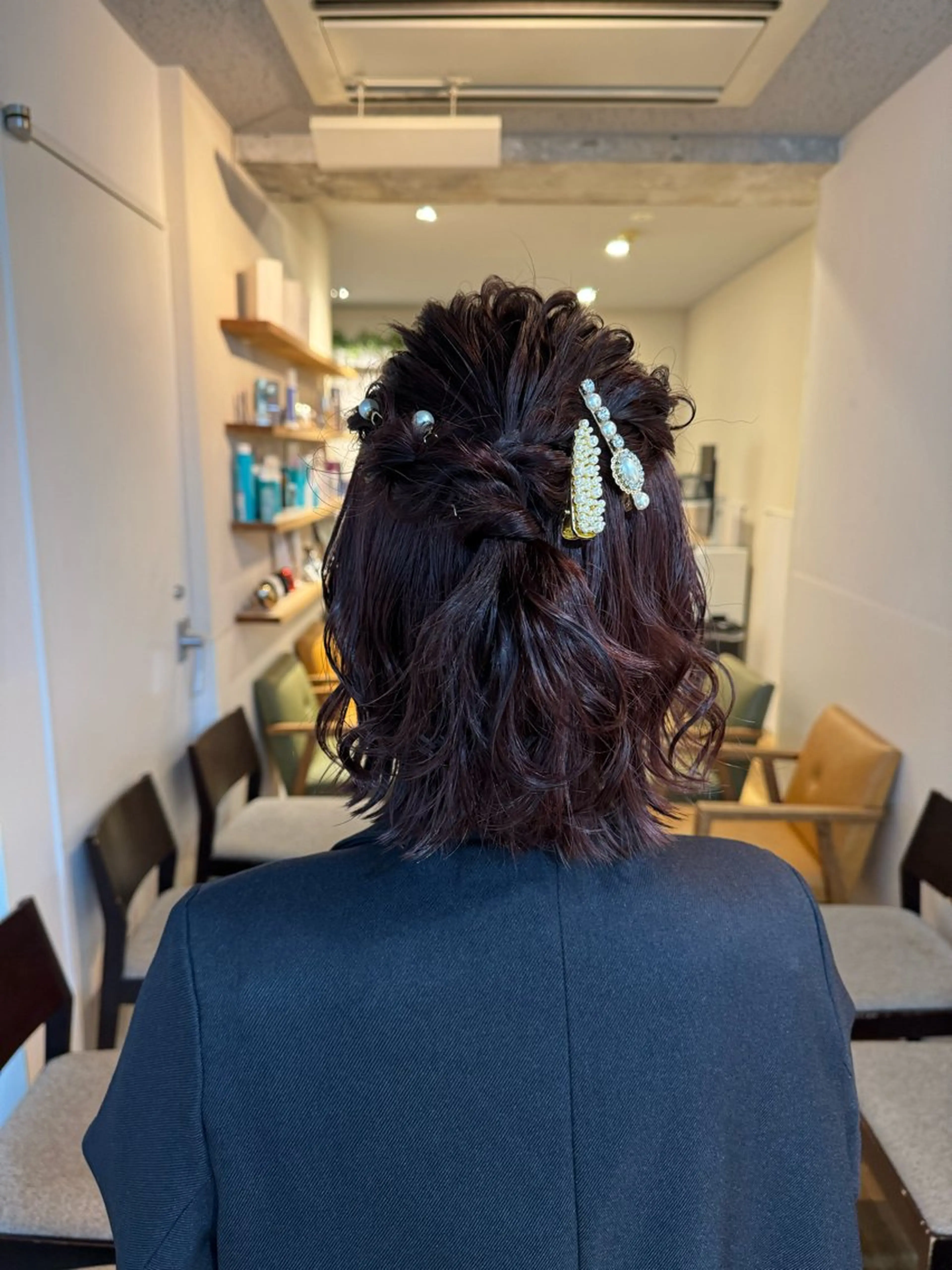 ヘアアレンジ ハーフアップ ボブ ヘアセット⌇艶カラー 🫧⌇Nanahoのヘアスタイル