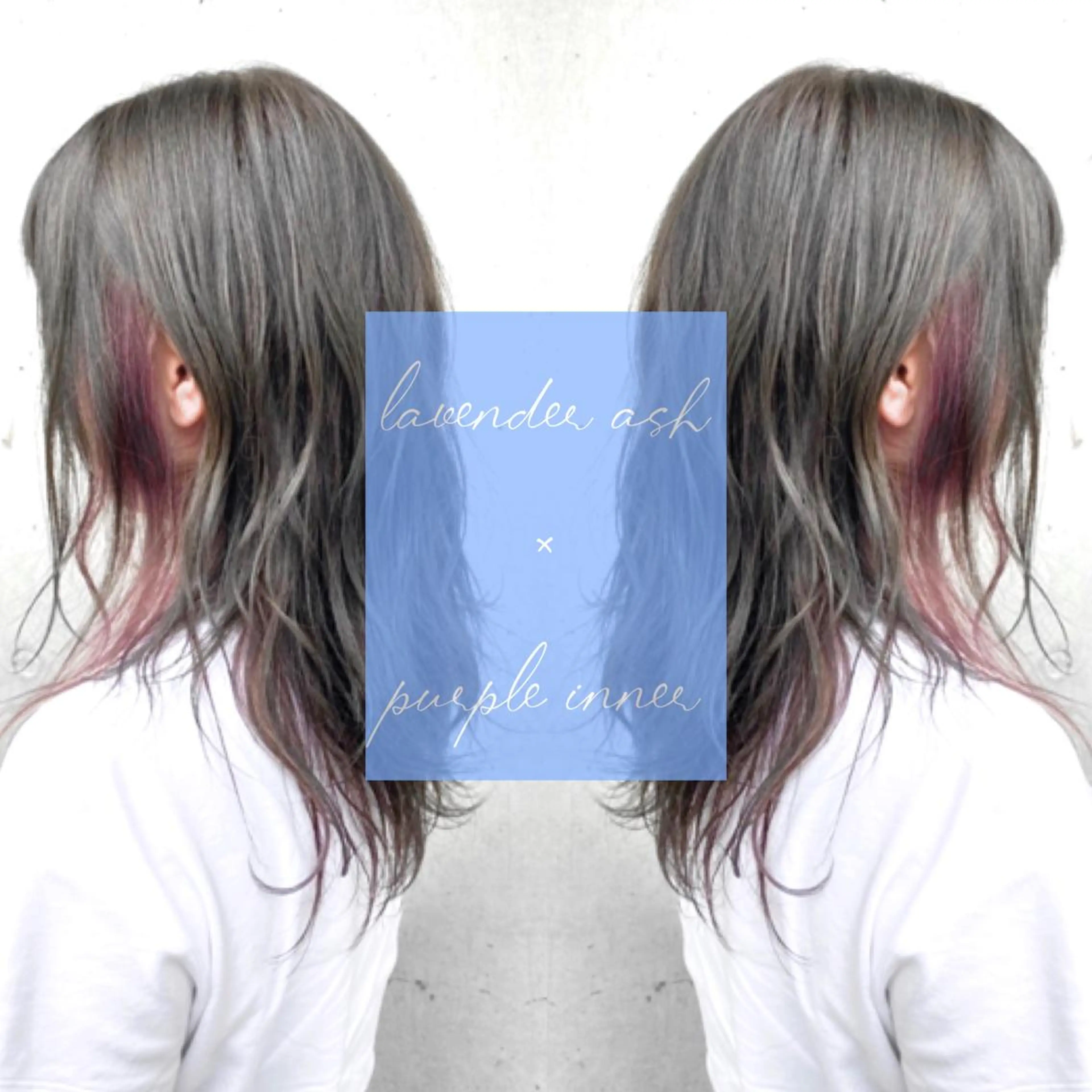 セミロング カラー アッシュ ブルーカラー ブルーアッシュ パープルカラー ヘアカラー 川越 輝梨奈のヘアスタイル