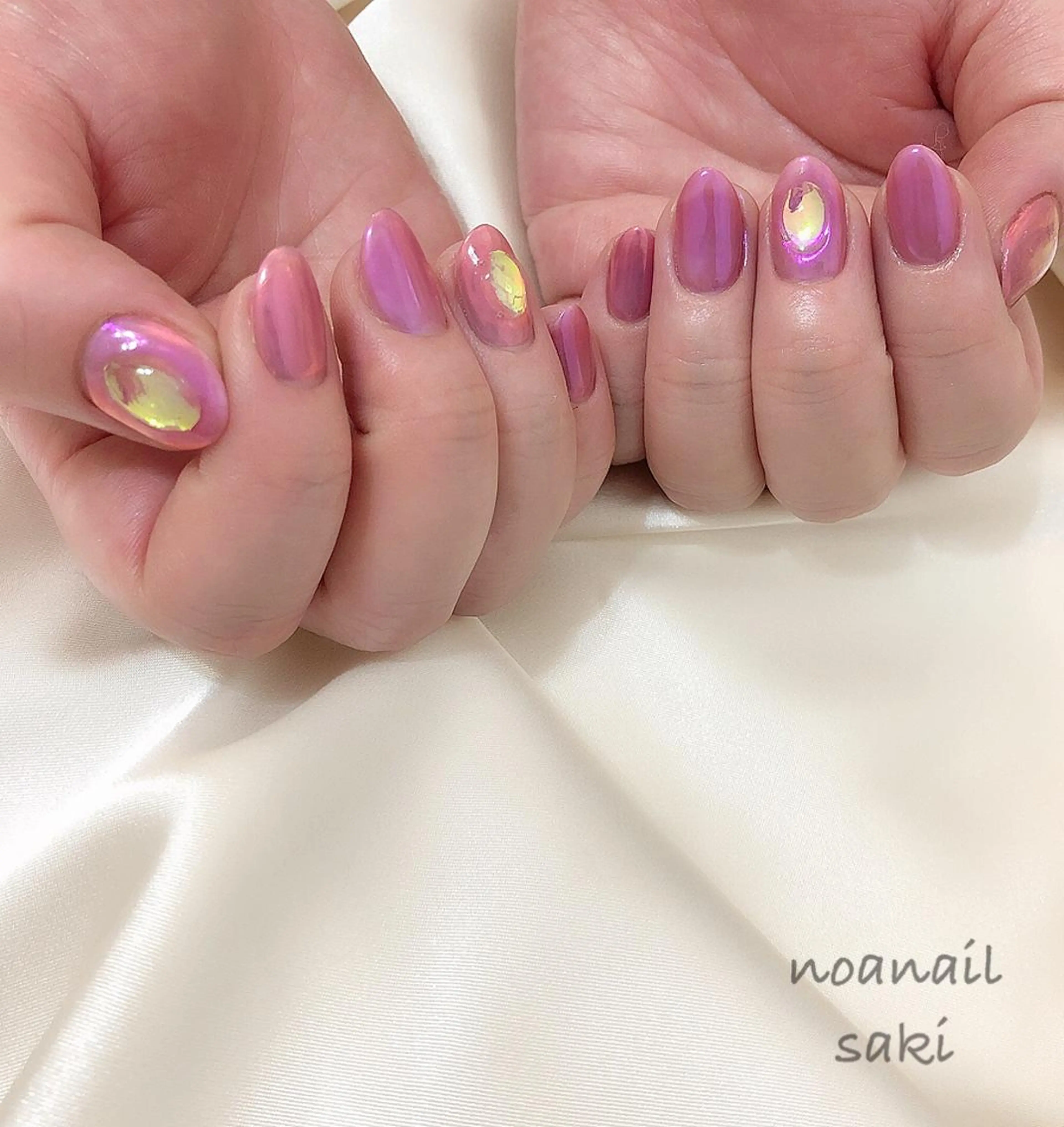 ネイル アートネイル オーロラネイル ジェルネイル ミラーネイル ニュアンスネイル nailsalon noa所属・nailist sakiのネイルデザイン