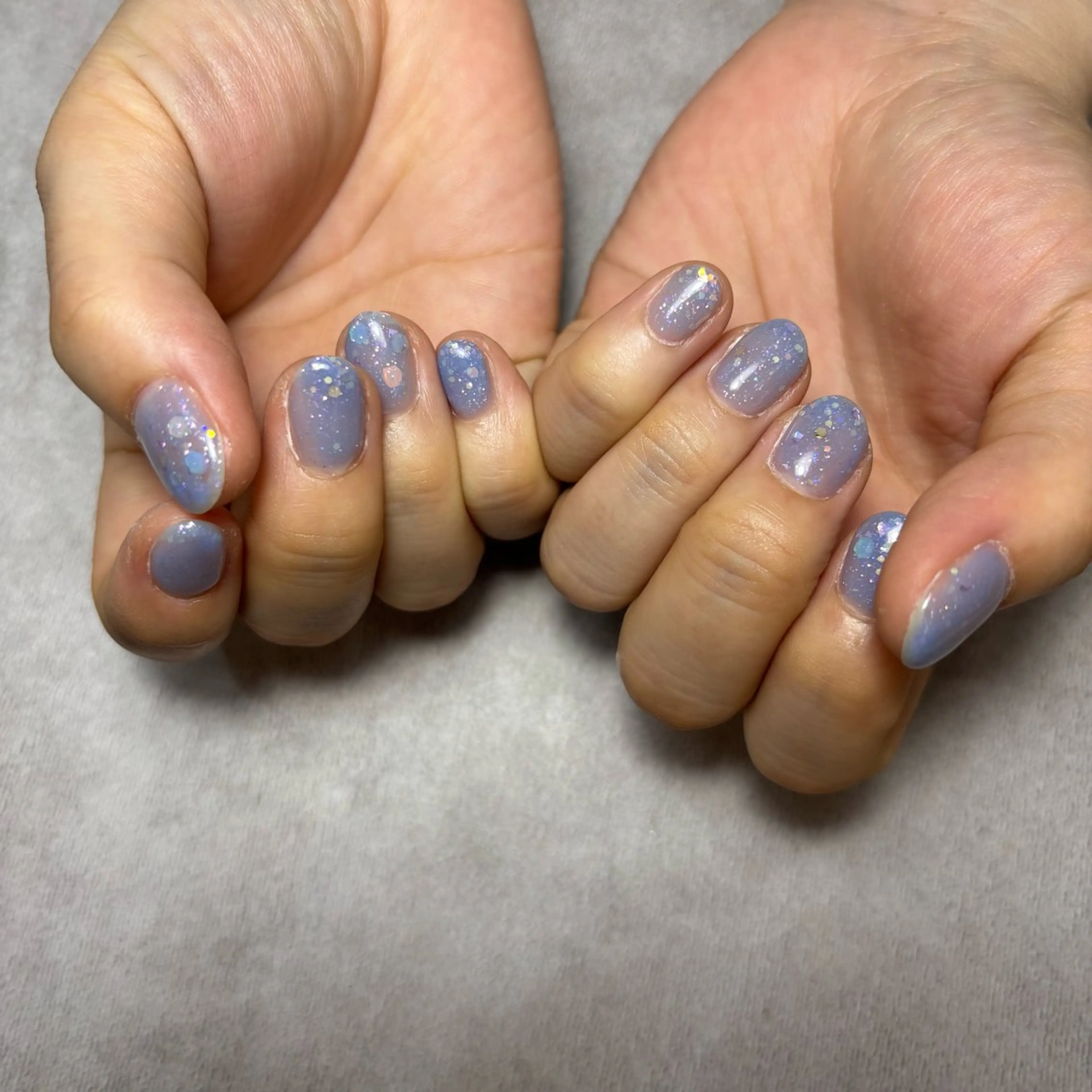 ネイル ブルー ラメ(グリッター) ワンカラーネイル K. Ryoのネイルデザイン