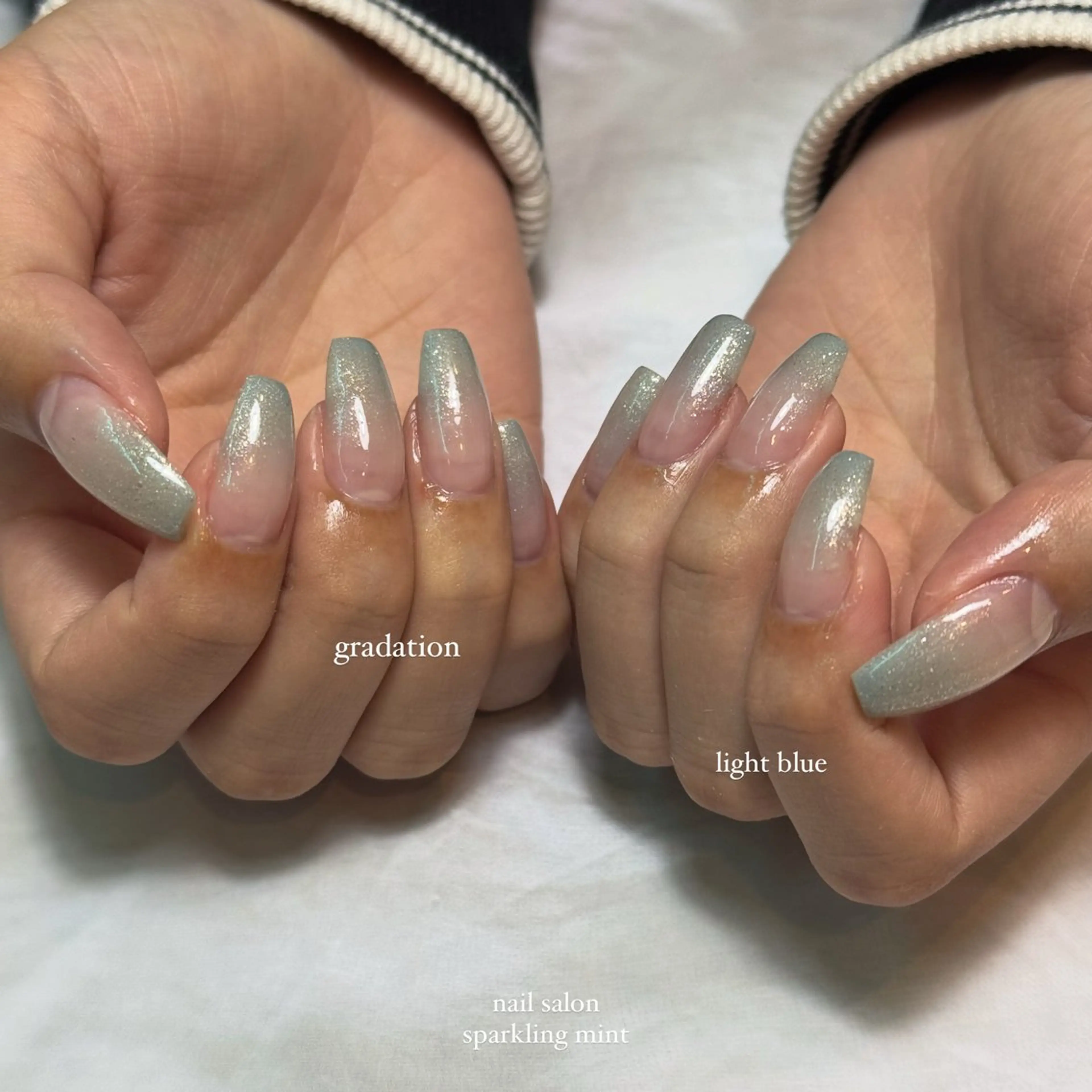 ネイル 水色 sparkling mint【スパークリングミント】所属・natsuki 🎀💎モデル様募集のネイルデザイン