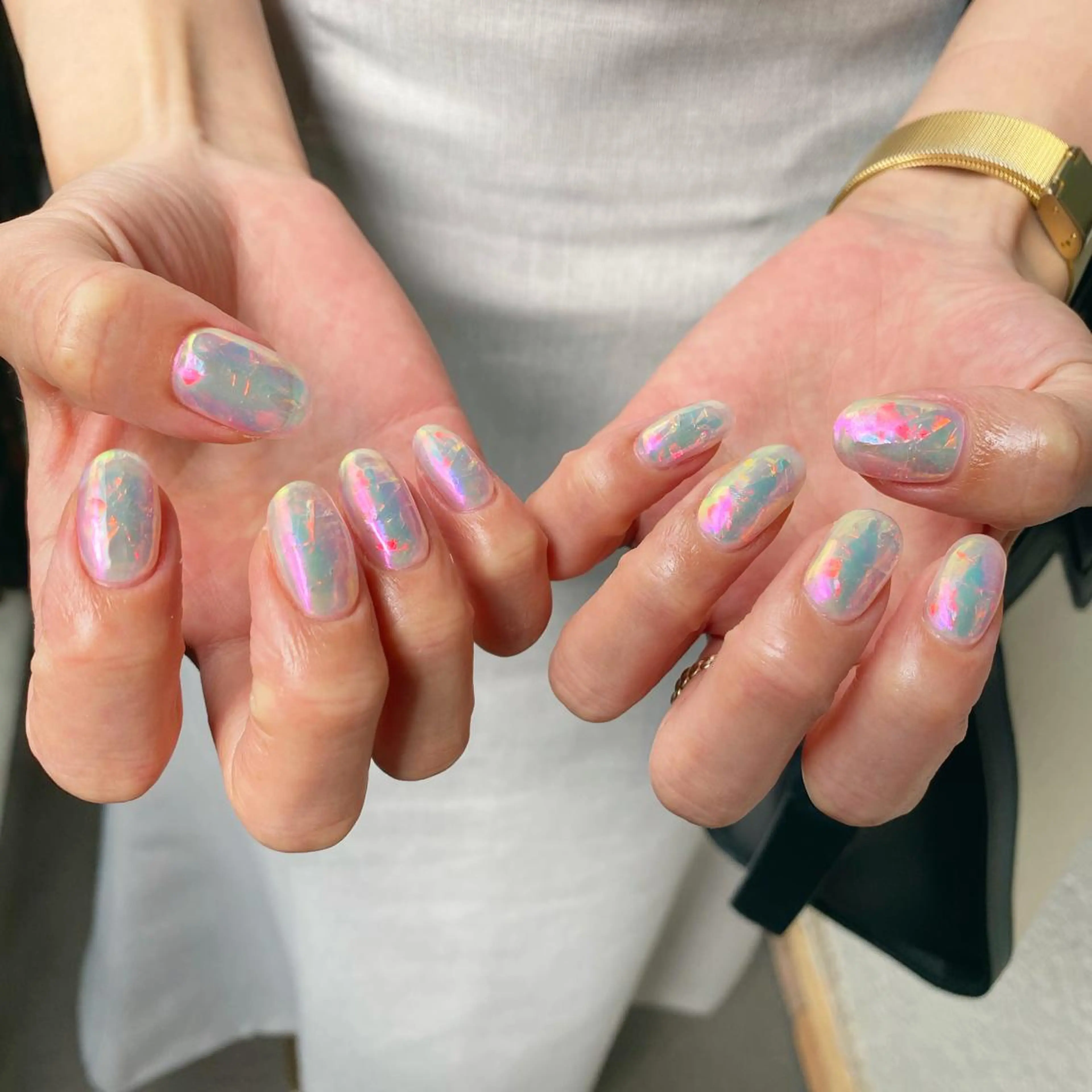 ネイル アートネイル オーロラネイル 氷ネイル・うるうるネイル 韓国ネイル ニュアンスネイル To Me Nail所属・🩵 mei🩵のネイルデザイン