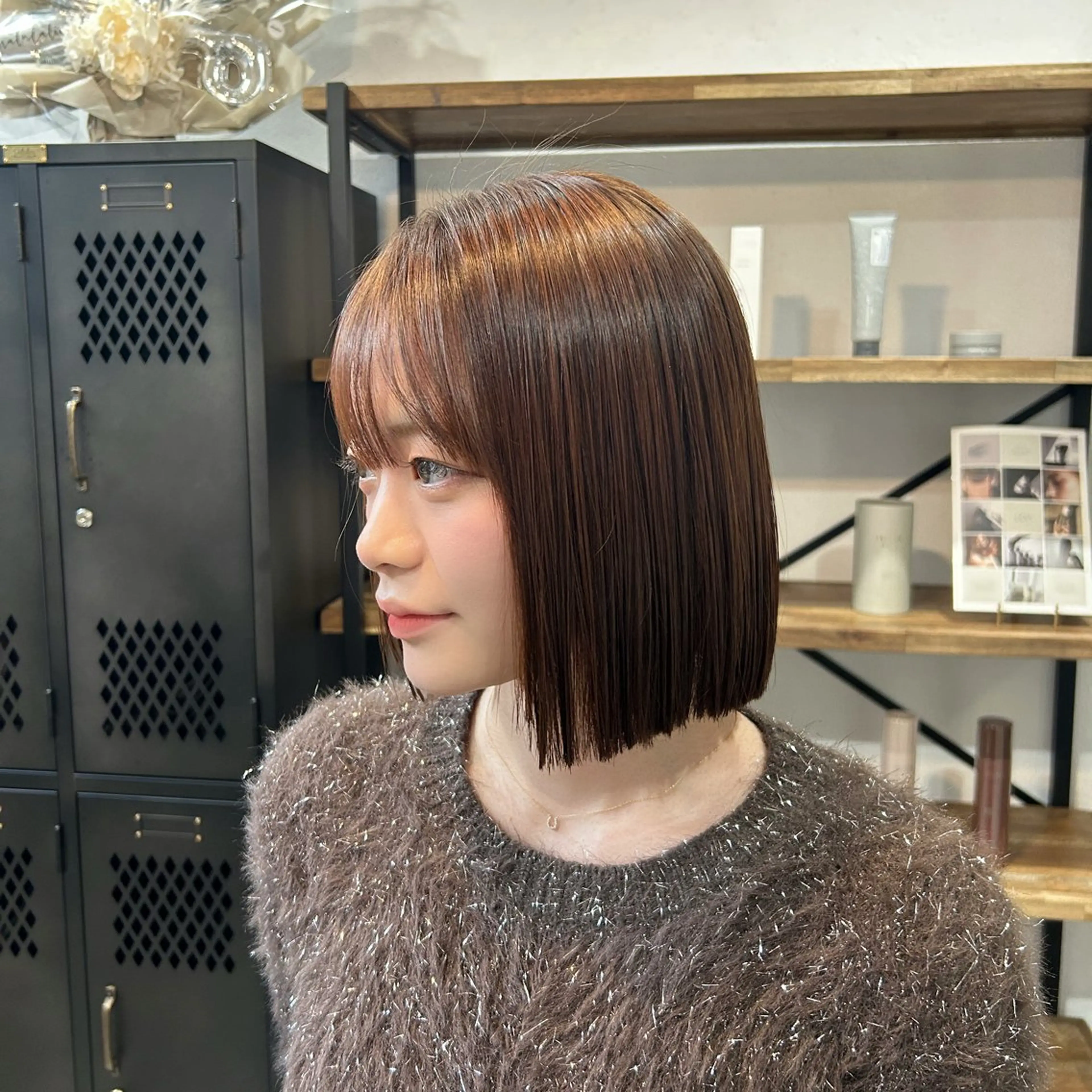 ミディアム パーマ カット 縮毛矯正 トリートメント 3tuba Nahoのヘアスタイル