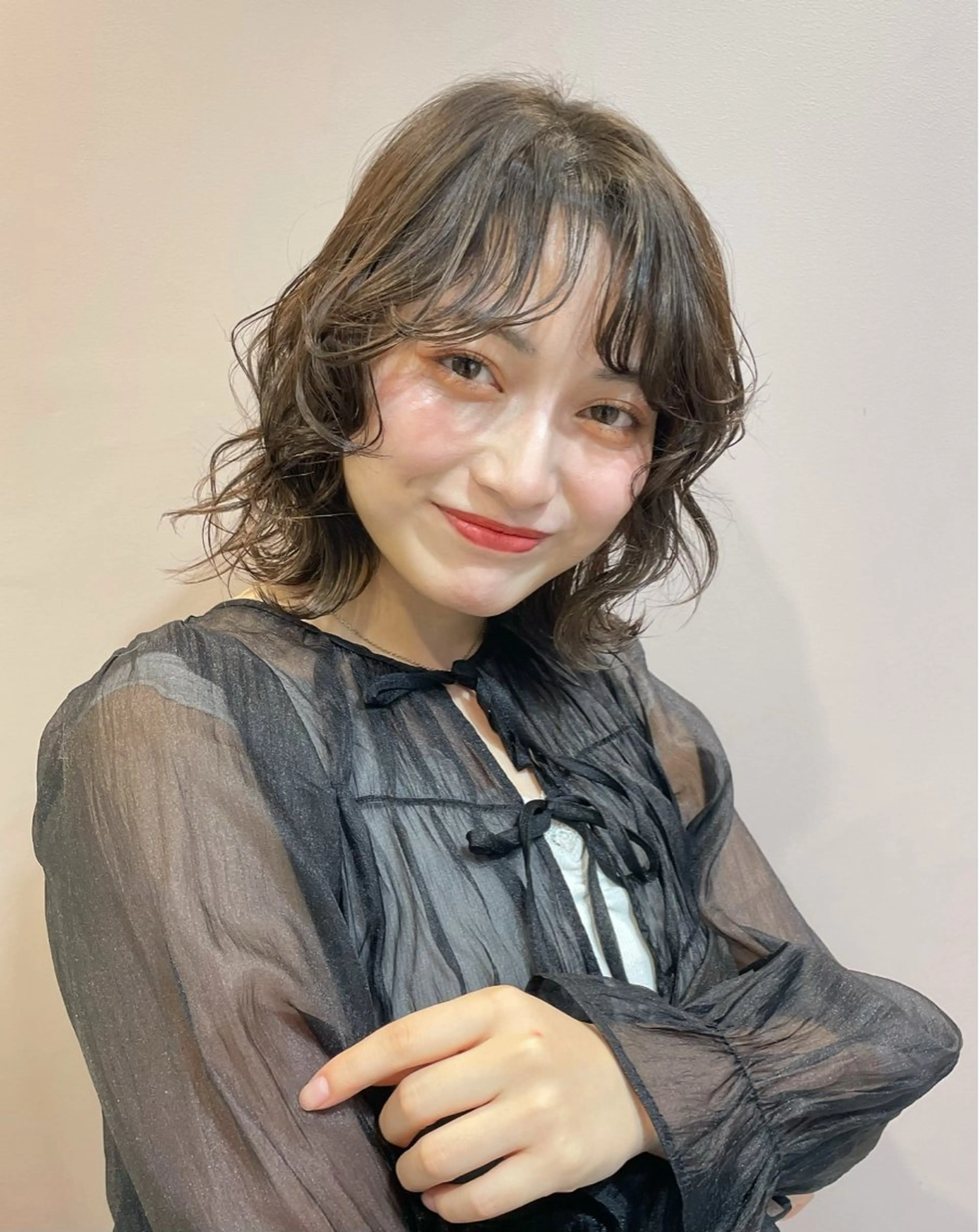 カラー パーマ レイヤー/暖色カラー /パーマ/落合 歩夢のヘアスタイル