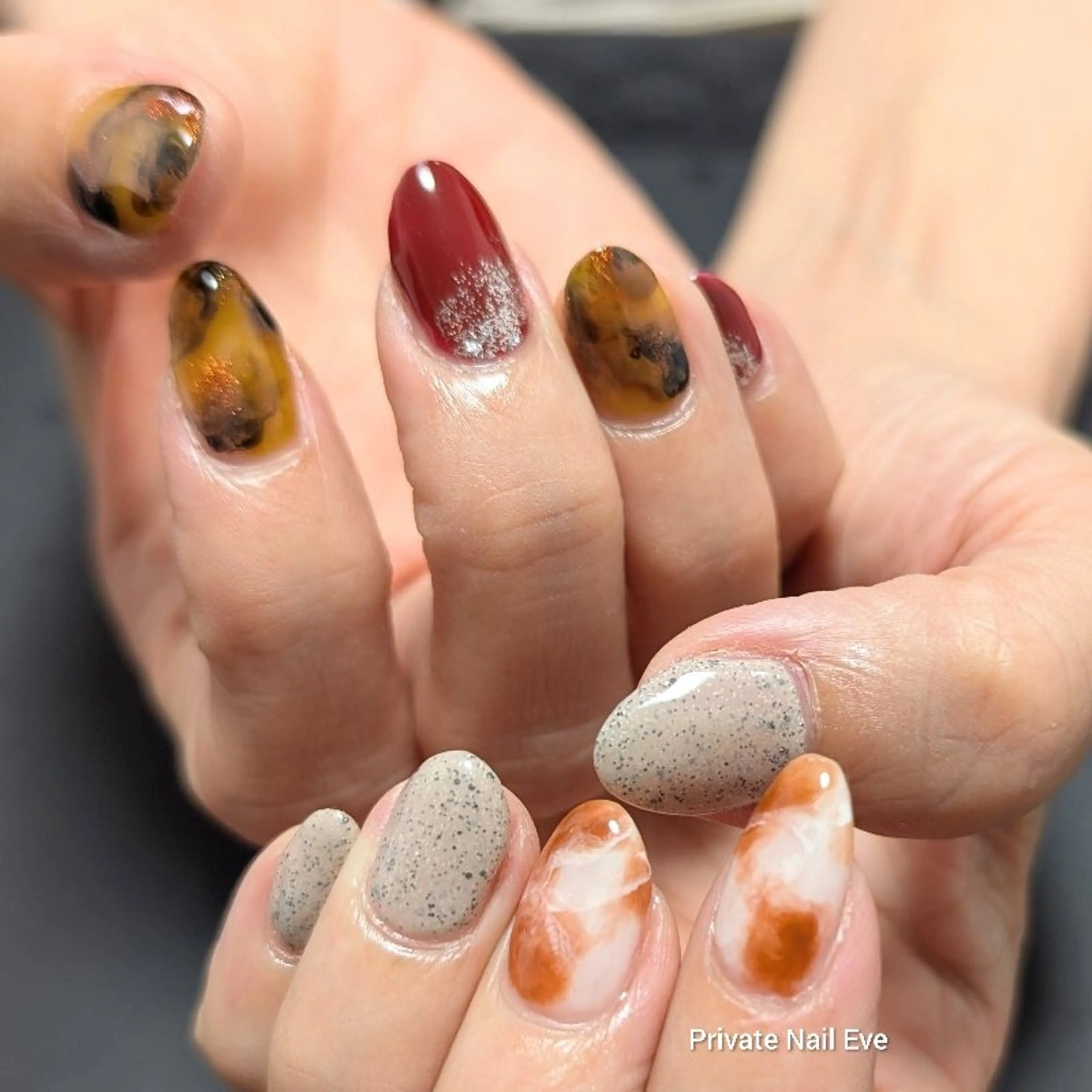 ネイル べっ甲ネイル ニュアンスネイル ハンドネイル ネイル junkoのネイルデザイン