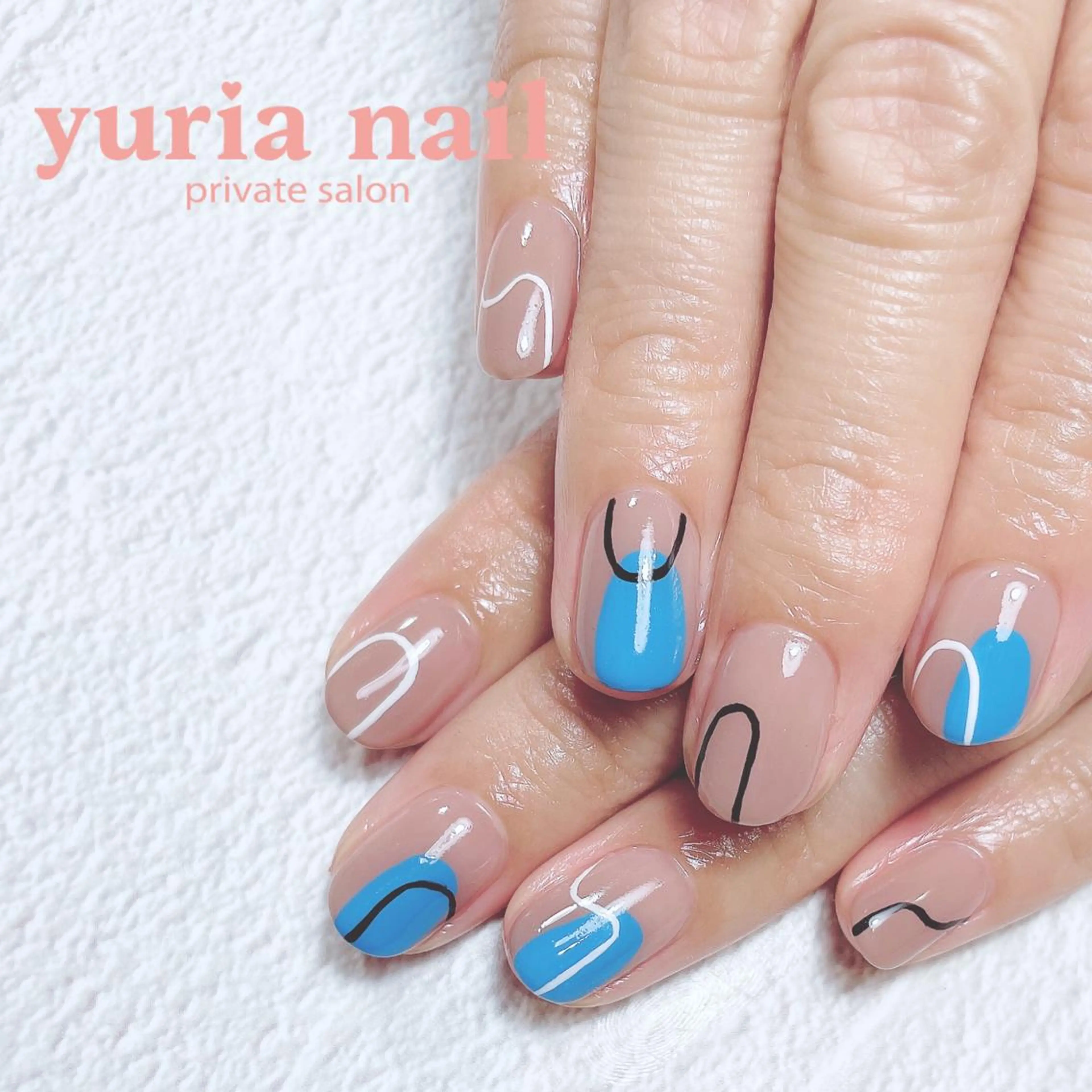 ネイル アートネイル ブルー ジェルネイル 持ち込み ハンドネイル 小林 ゆりあのネイルデザイン