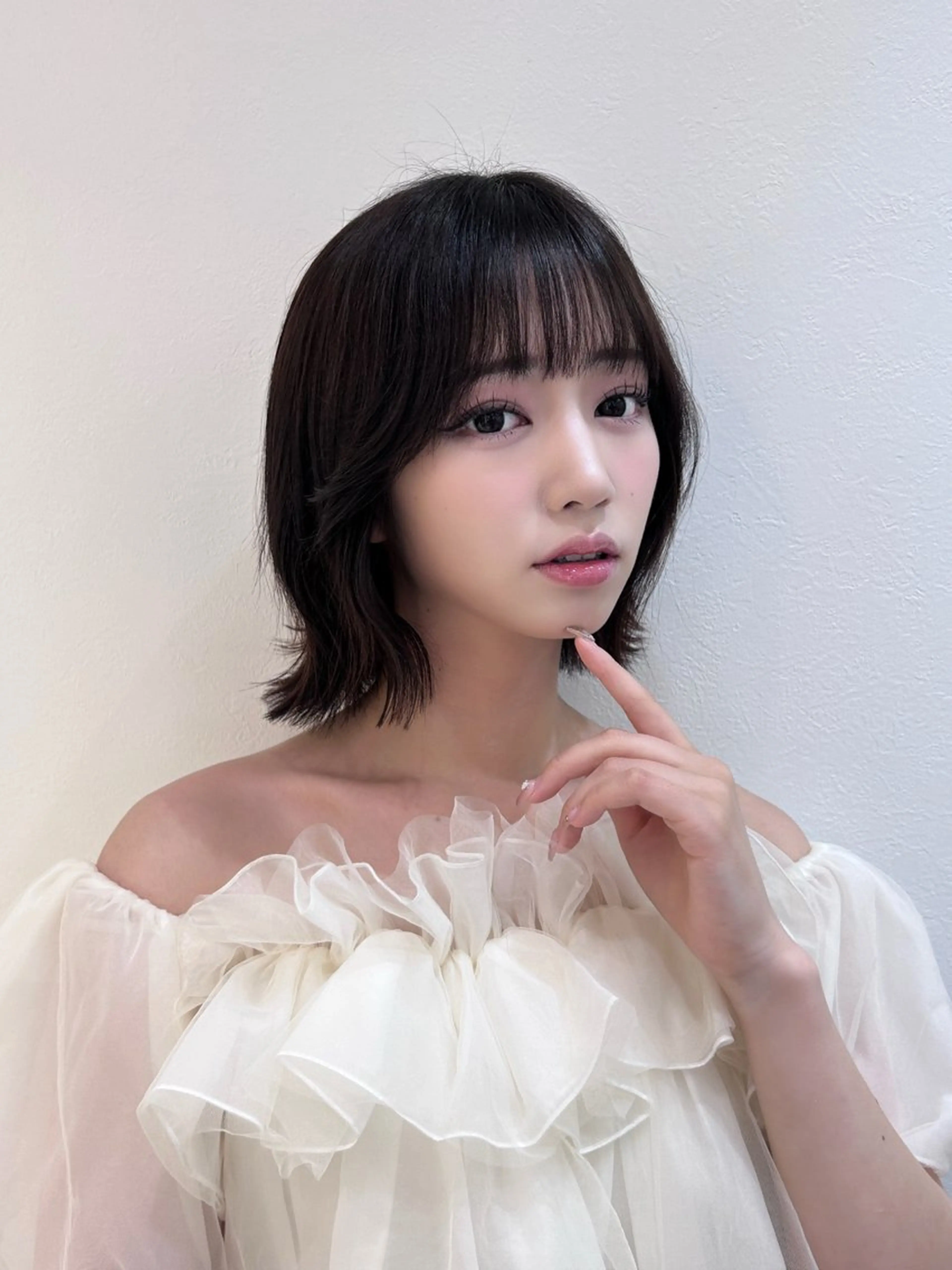 ショート ボブ 顔周りカット 韓国風ヘア 外ハネヘア カット トリートメント ボブ/レイヤーボブ/ 髪質改善/梶川 夏季のヘアスタイル