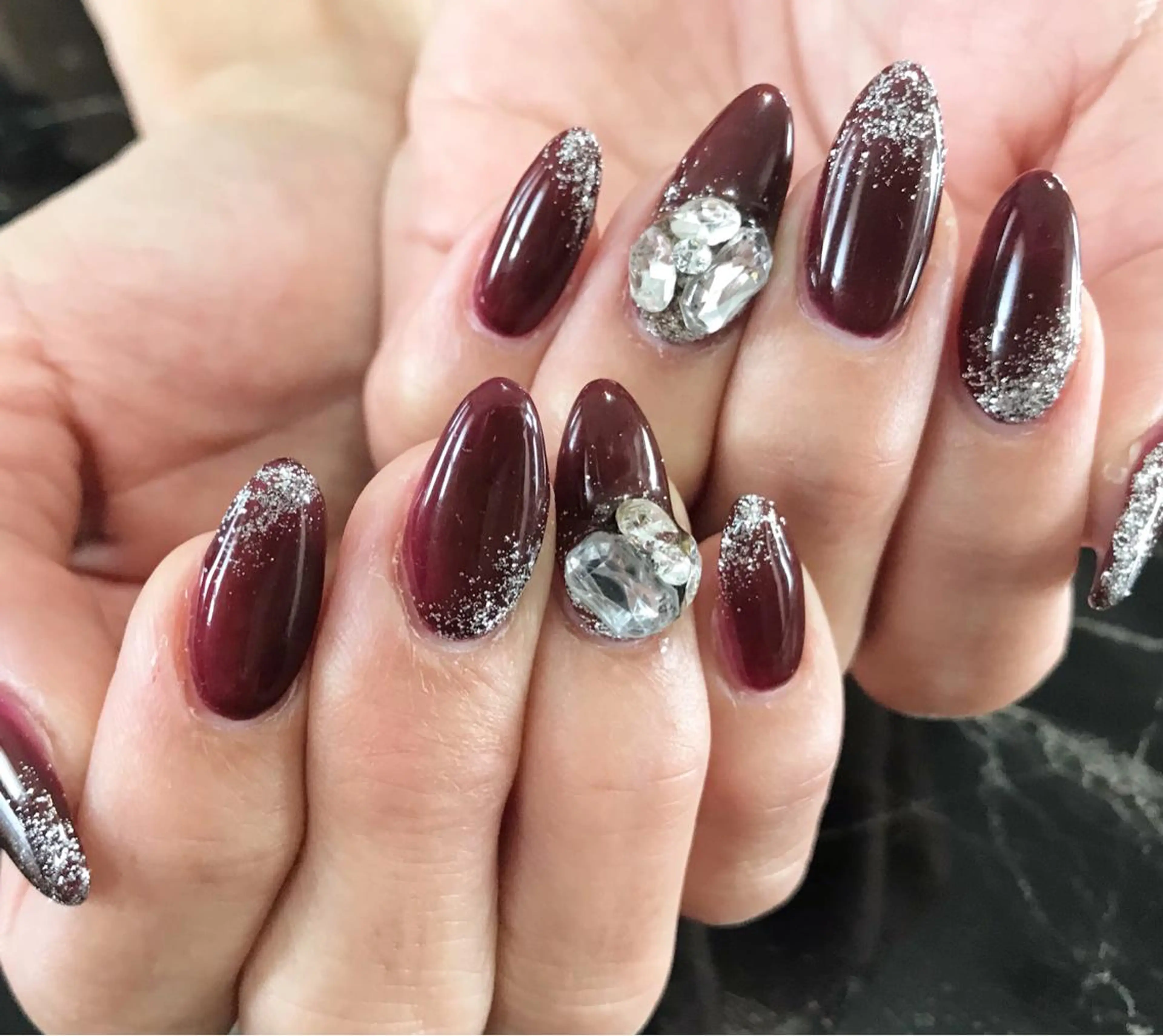 ネイル ボルドー フットネイル ニュアンスネイル シンプルネイル 春ネイル ネイル フフラ所属・nail fufla ♡yamane♡のネイルデザイン