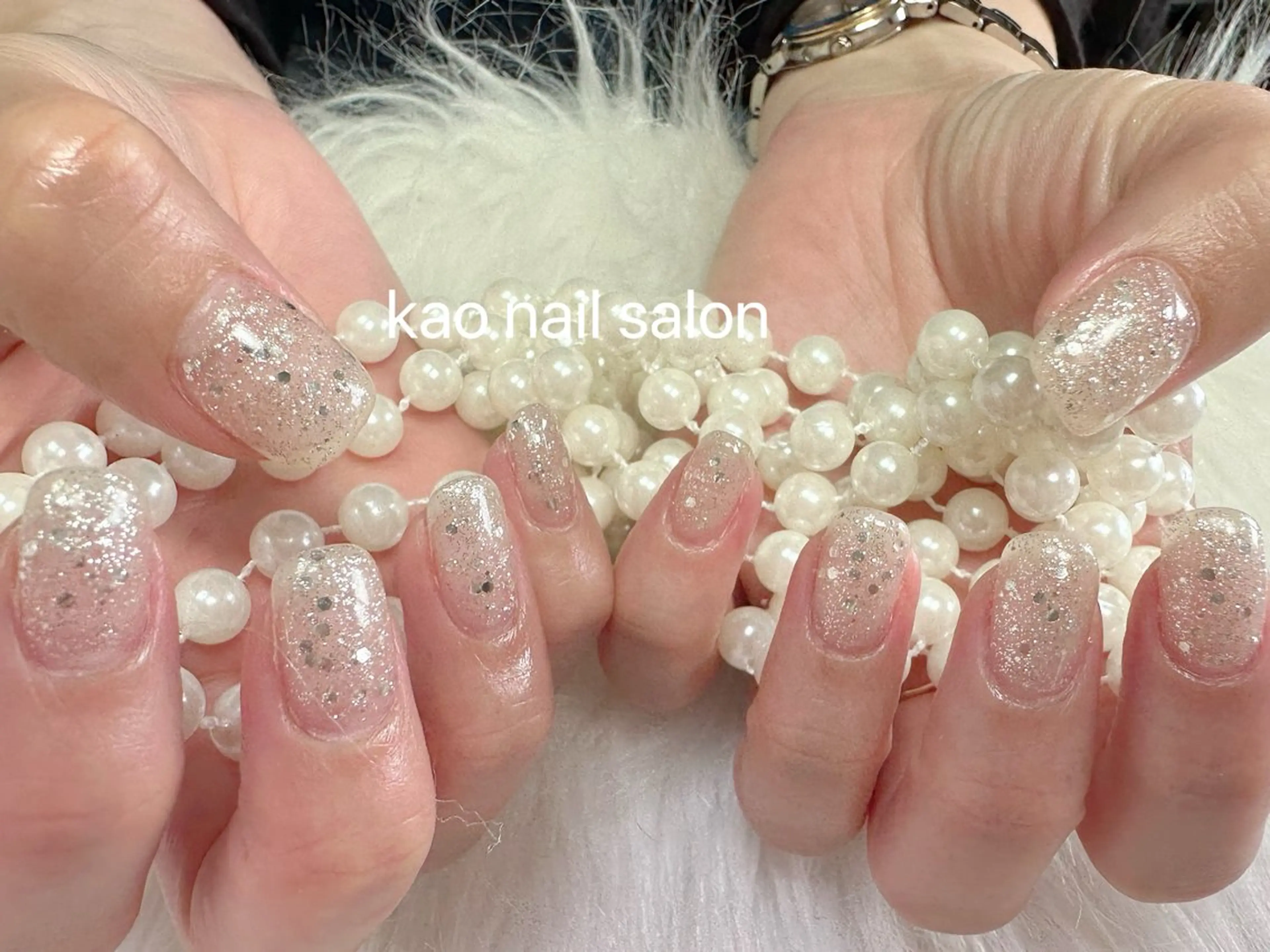 ネイル チークネイル 長さ出し フレンチネイル ジェルネイル ガラスフレンチ ハンドネイル kao nail マグネット/長さだしのネイルデザイン