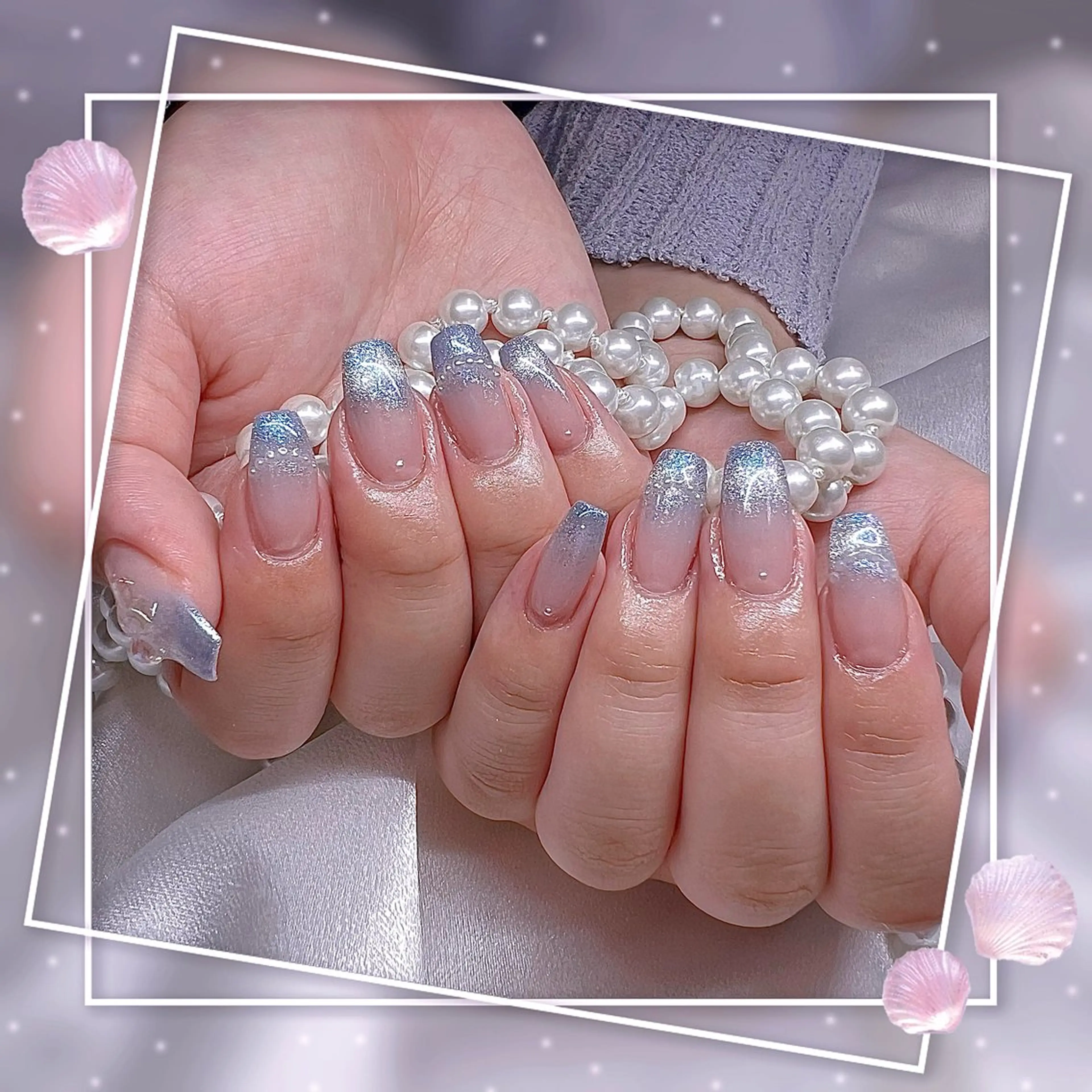 ネイル フレンチネイル グラデーション マグネットネイル マグネットフレンチ ハンドネイル ハンドケア Chill Nailsalonのネイルデザイン