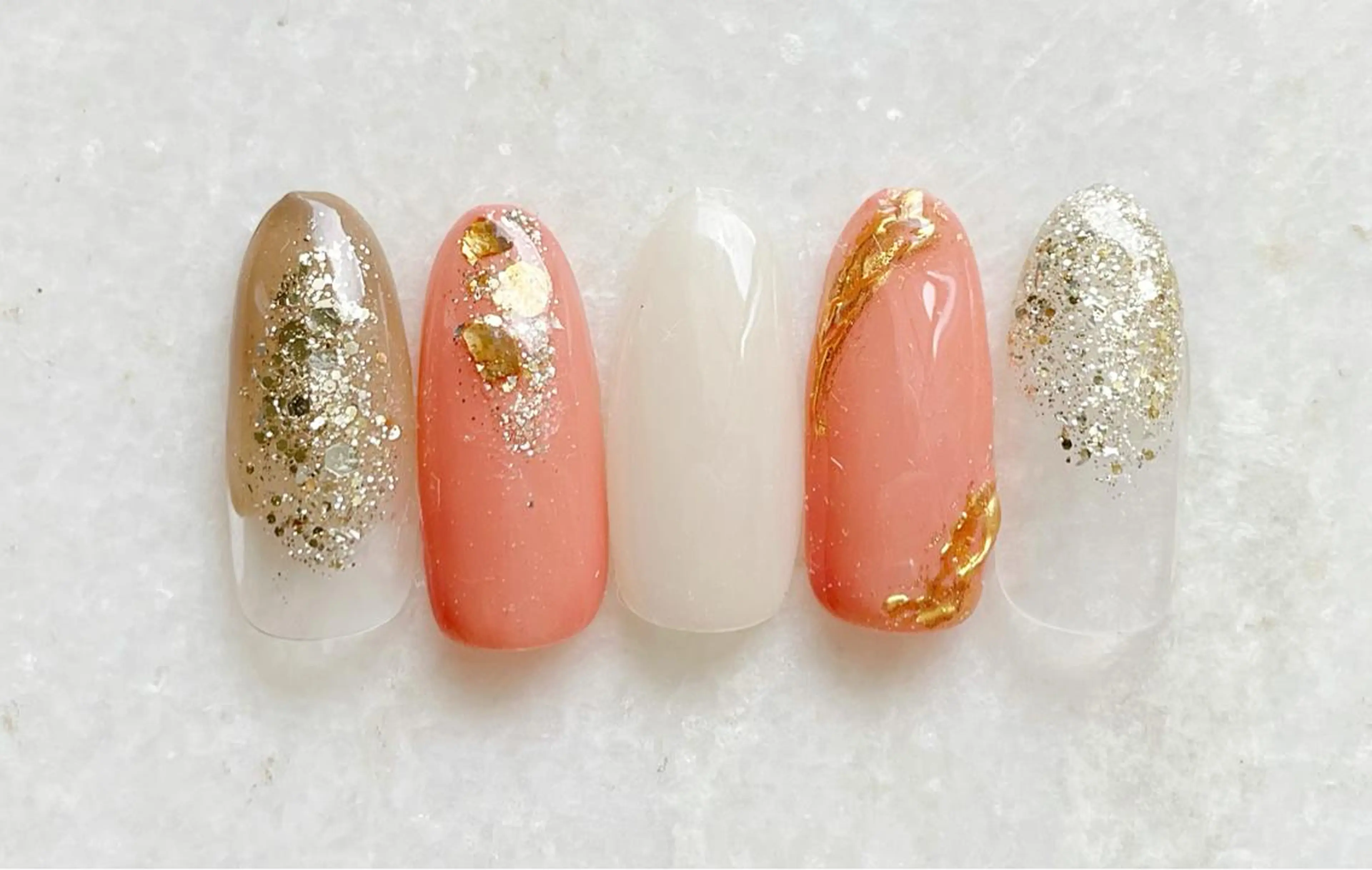 ネイル ジェルネイル ミラーネイル オレンジ パラジェル ハンドネイル Satomi  のネイルデザイン