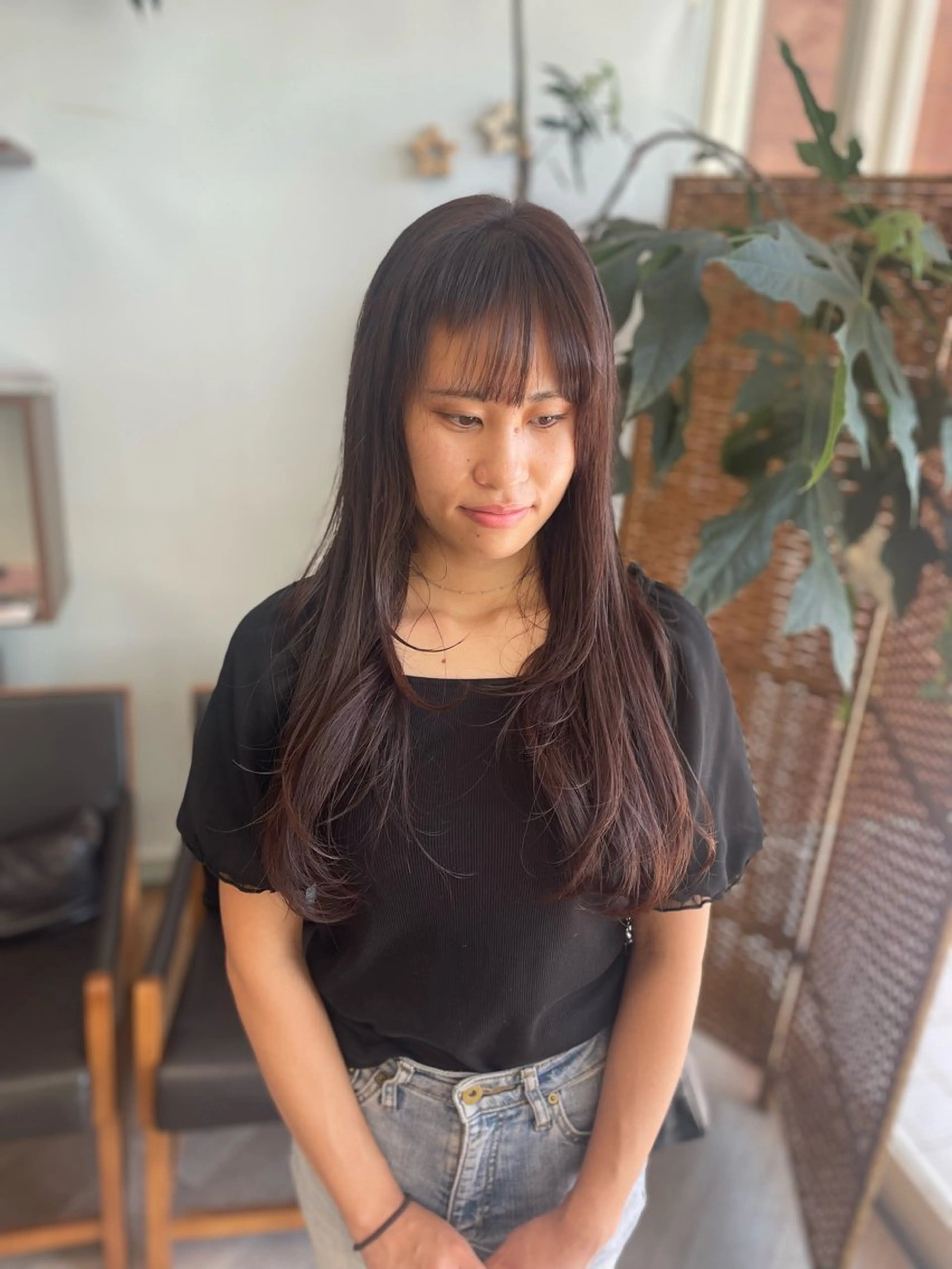 ロング カラー ブラウンカラー レイヤーカット シミズ カエデ🍁のヘアスタイル