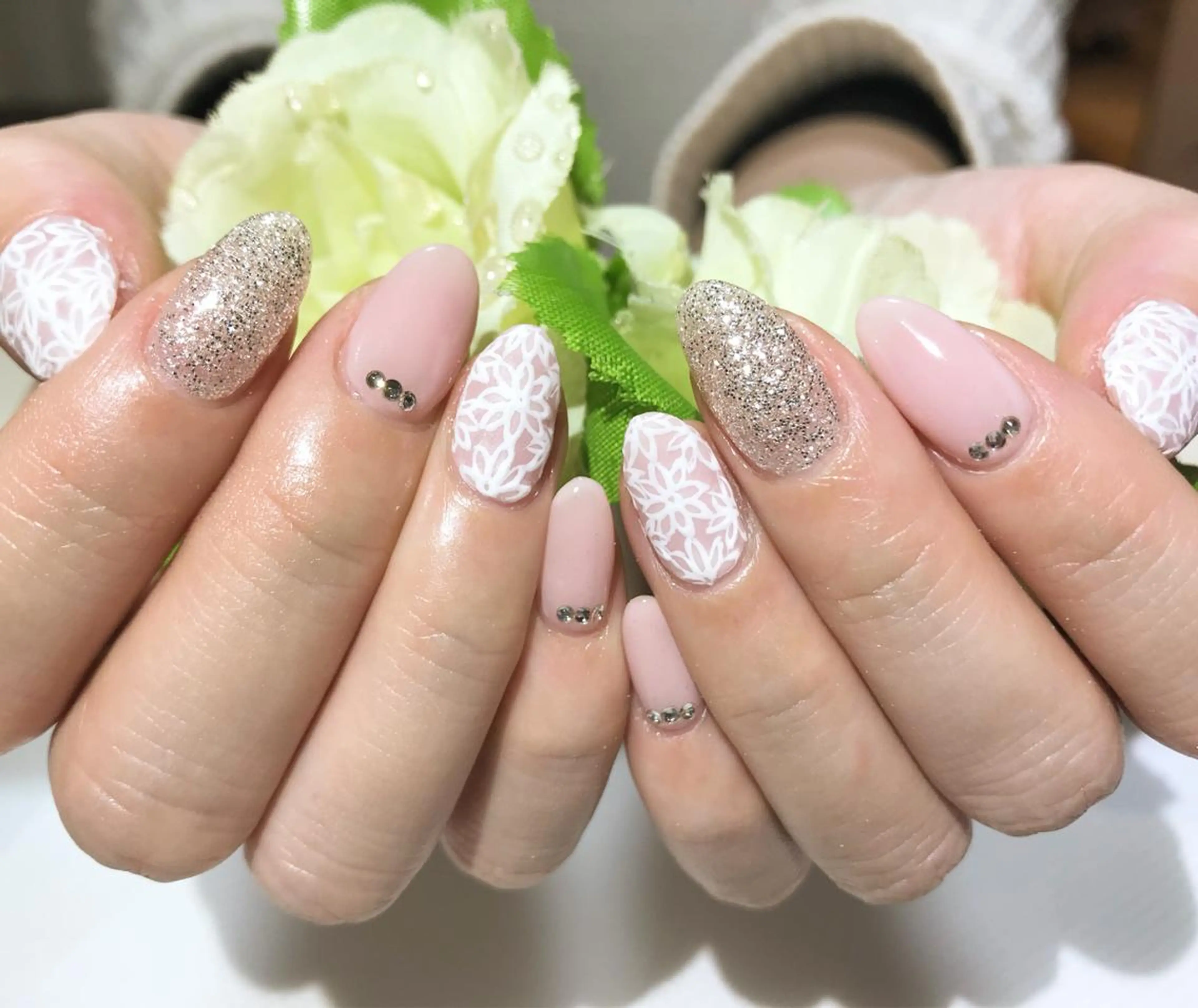 ネイル フラワーネイル フットネイル レース マットネイル ピンク ネイル フフラ所属・nail fufla ♡yamane♡のネイルデザイン