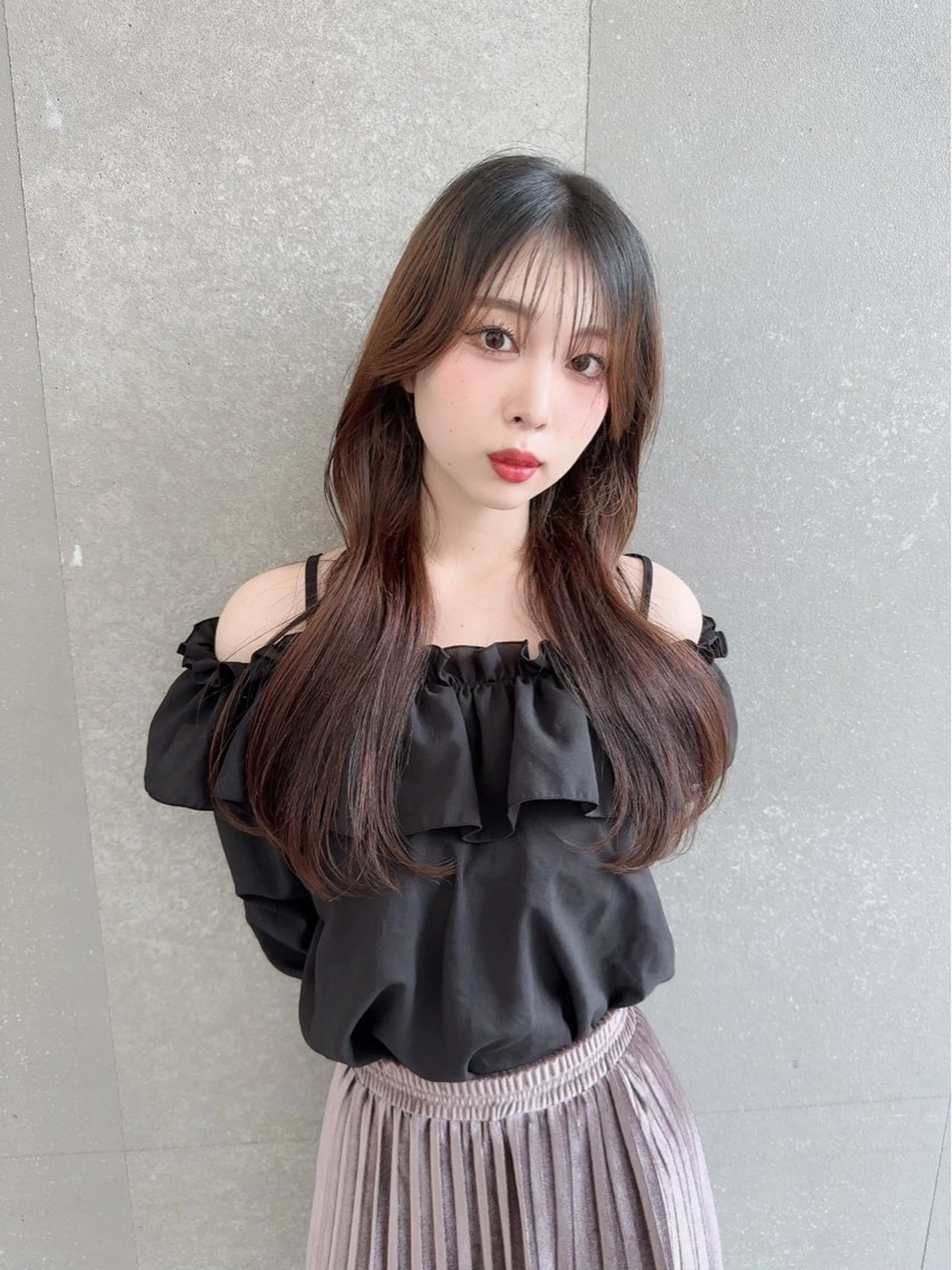 セミロング カラー カット トリートメント 山崎/ボブ縮毛矯正 レイヤー髪質改善のヘアスタイル