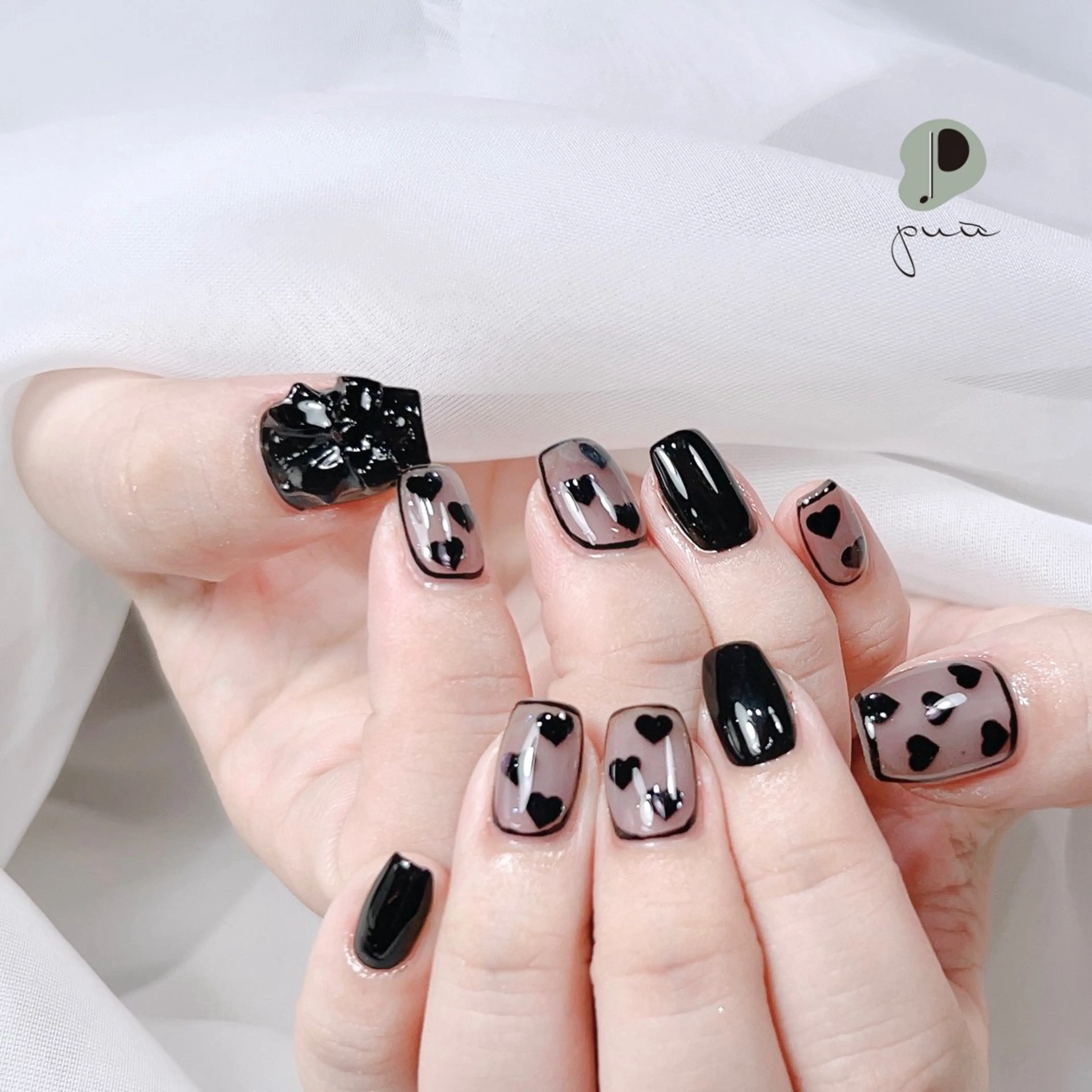 ネイル アートネイル ジェルネイル ハート ワンカラーネイル ハンドネイル puu kyoto所属・Nail salon puu kyotoのネイルデザイン