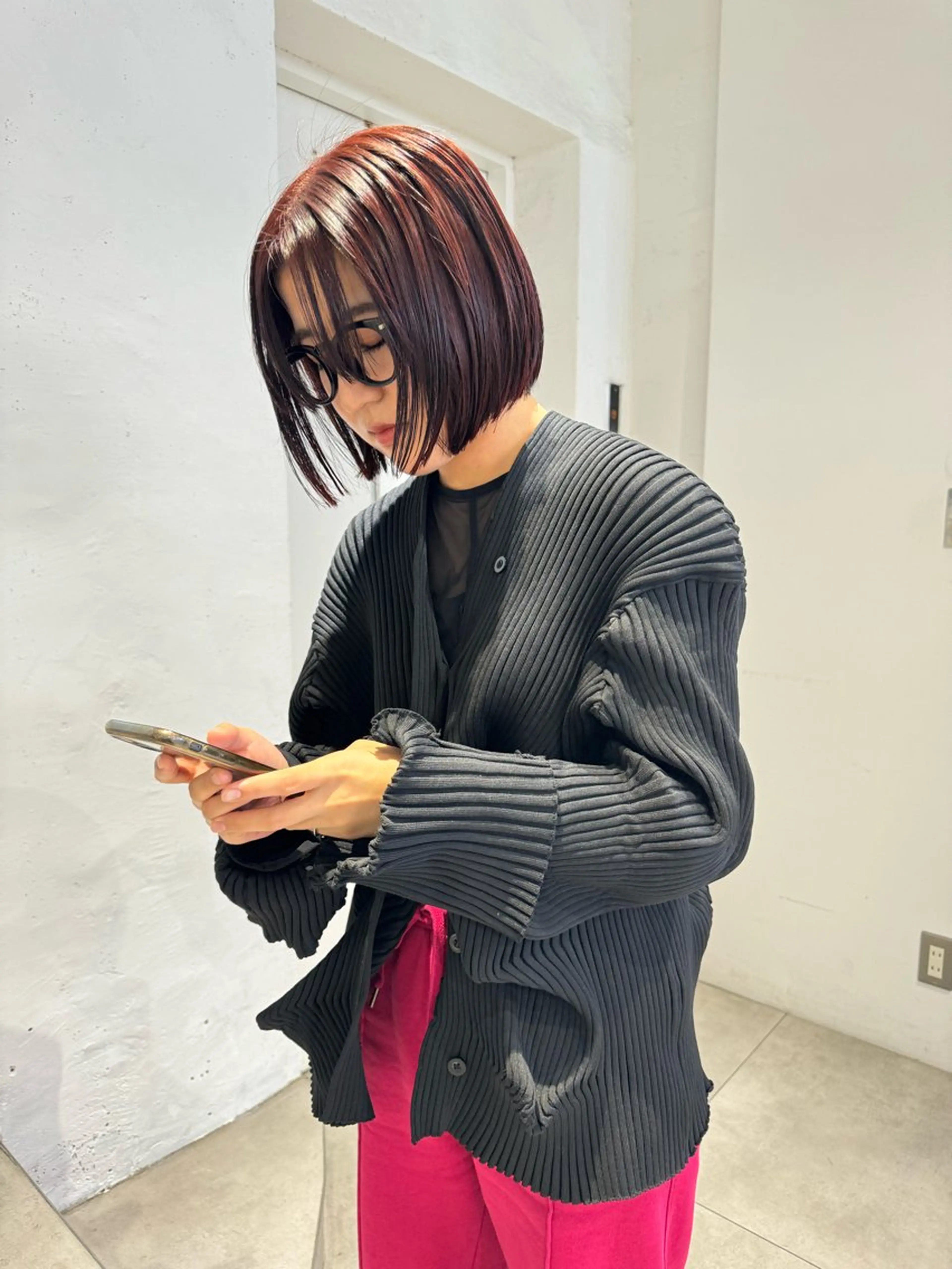 ショート カラー ブラウンカラー レッドカラー レッドブラウン 顔周りカット/透明感 カラー✂️MEIのヘアスタイル