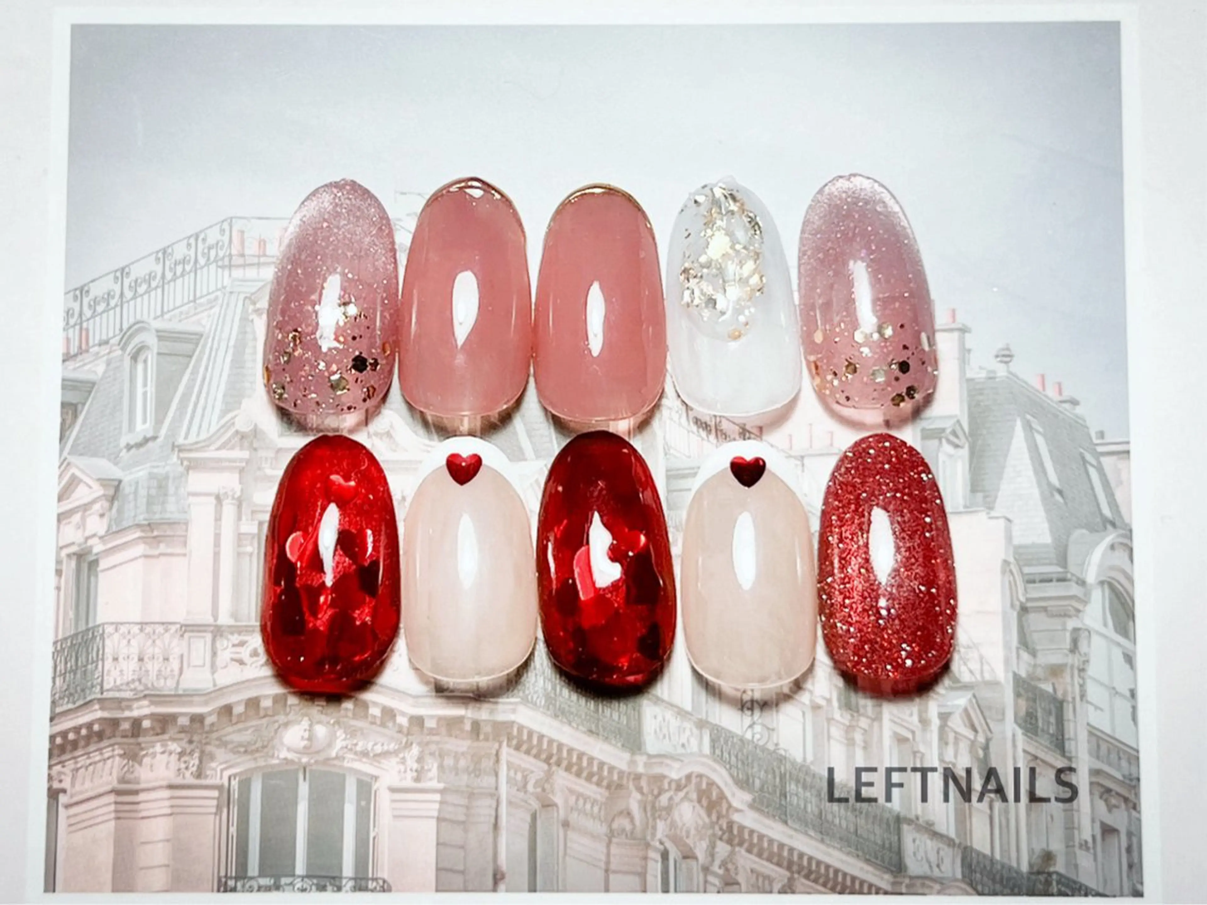 ネイル ハート バレンタイン LEFTNAILS フィルインニュアンスのネイルデザイン