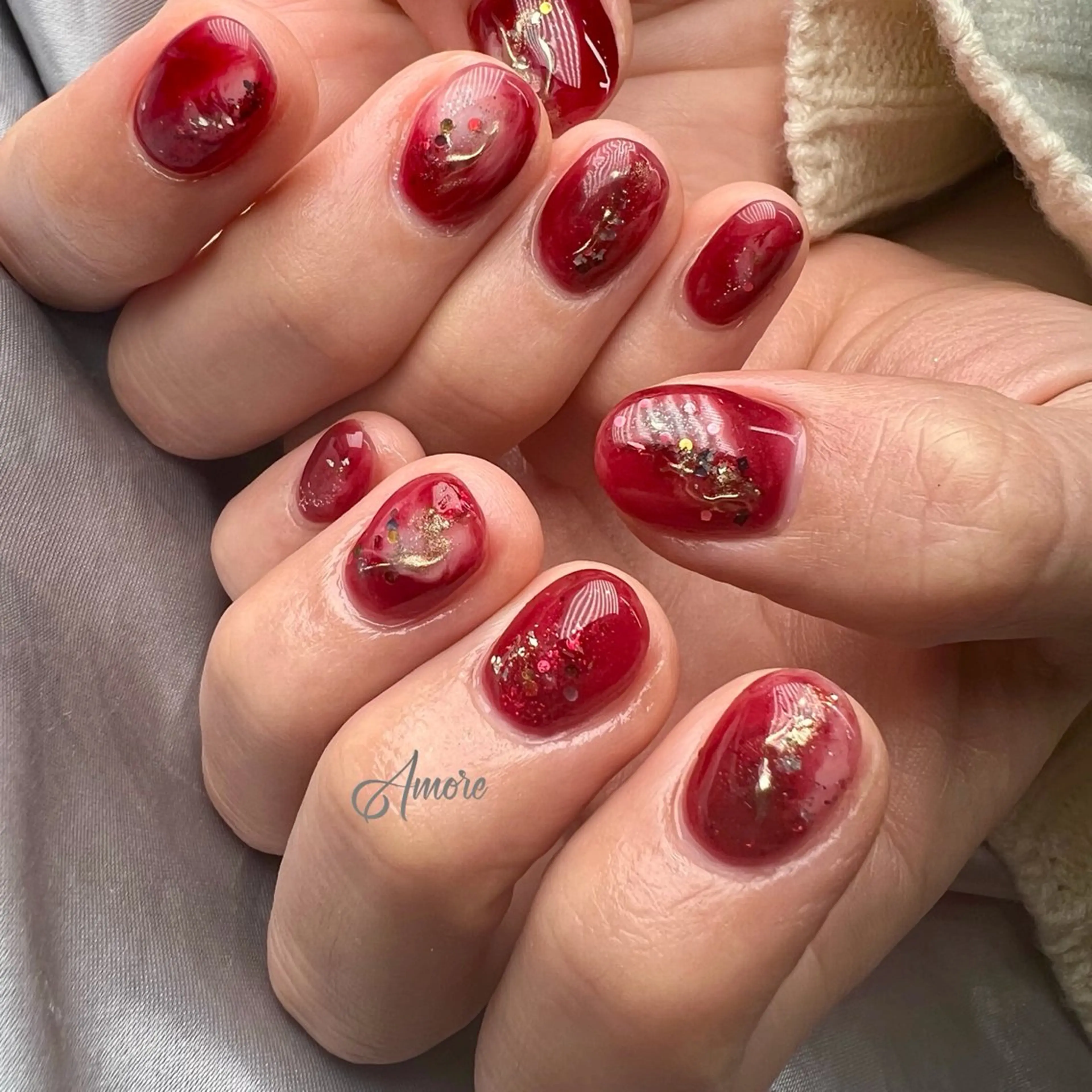 ネイル ジェルネイル キラキラネイル 韓国ネイル パラジェル 冬ネイル You kyehwaのネイルデザイン