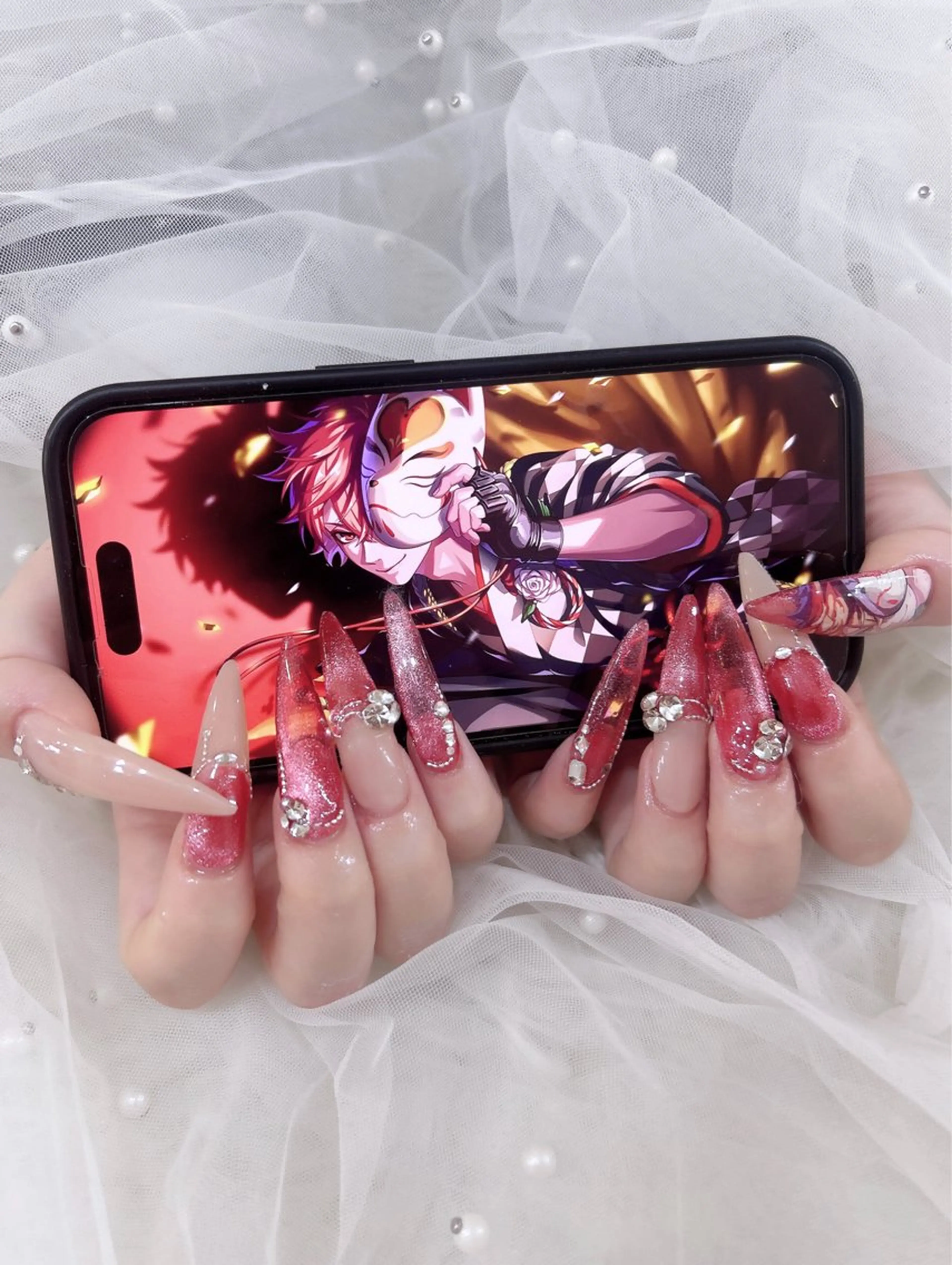 ネイル ロングネイル ハンドネイル 🖤みつき Puty Nailのネイルデザイン
