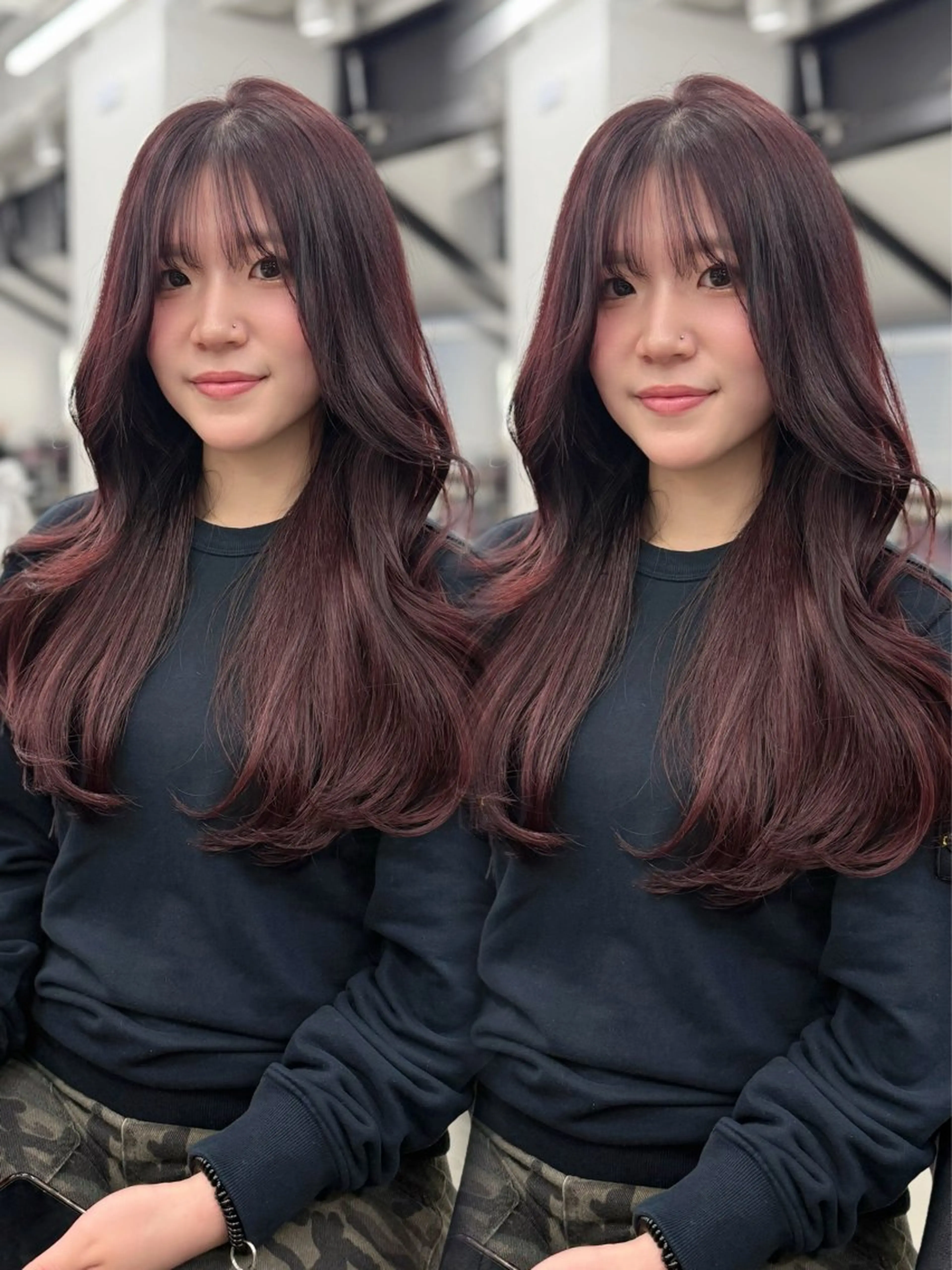 ロング カラー ブリーチ ダブルカラー ブリーチなしカラー レッドカラー Sea Shinjuku所属・ハッシュカット/ 韓国レイヤーTERUのヘアスタイル