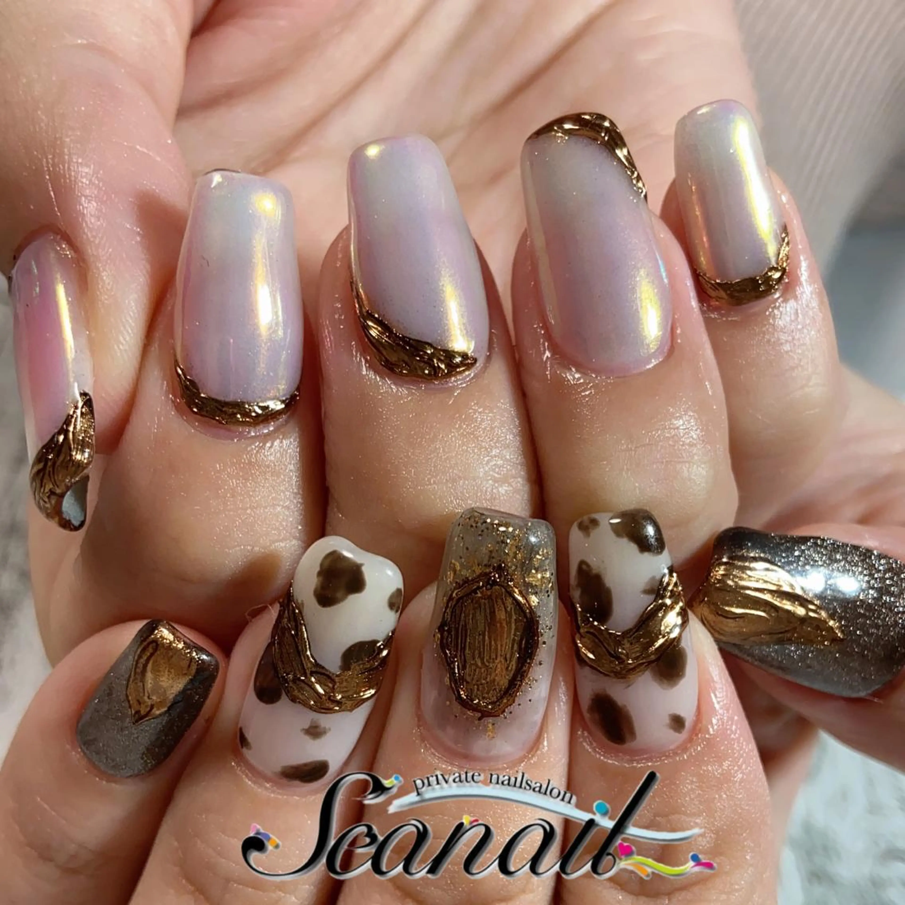 ネイル アニマル柄 アートネイル ブラウン フットネイル ジェルネイル 小尾 栞のネイルデザイン